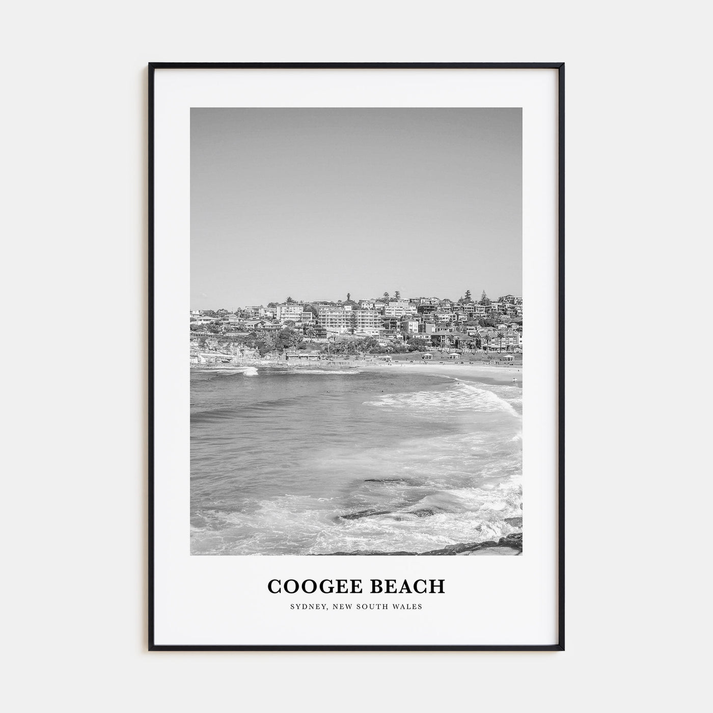 Coogee Beach Portrait B&W Poster