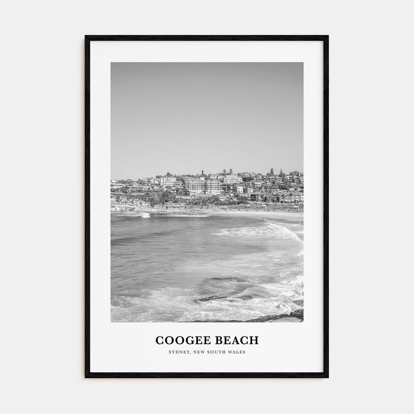 Coogee Beach Portrait B&W Poster