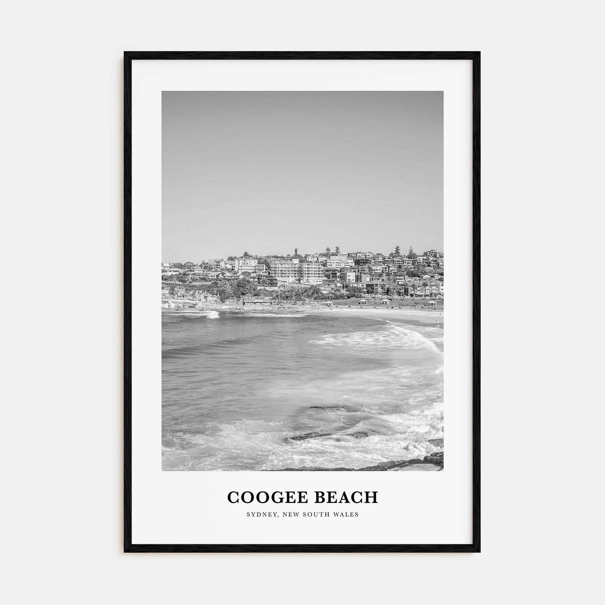 Coogee Beach Portrait B&W Poster
