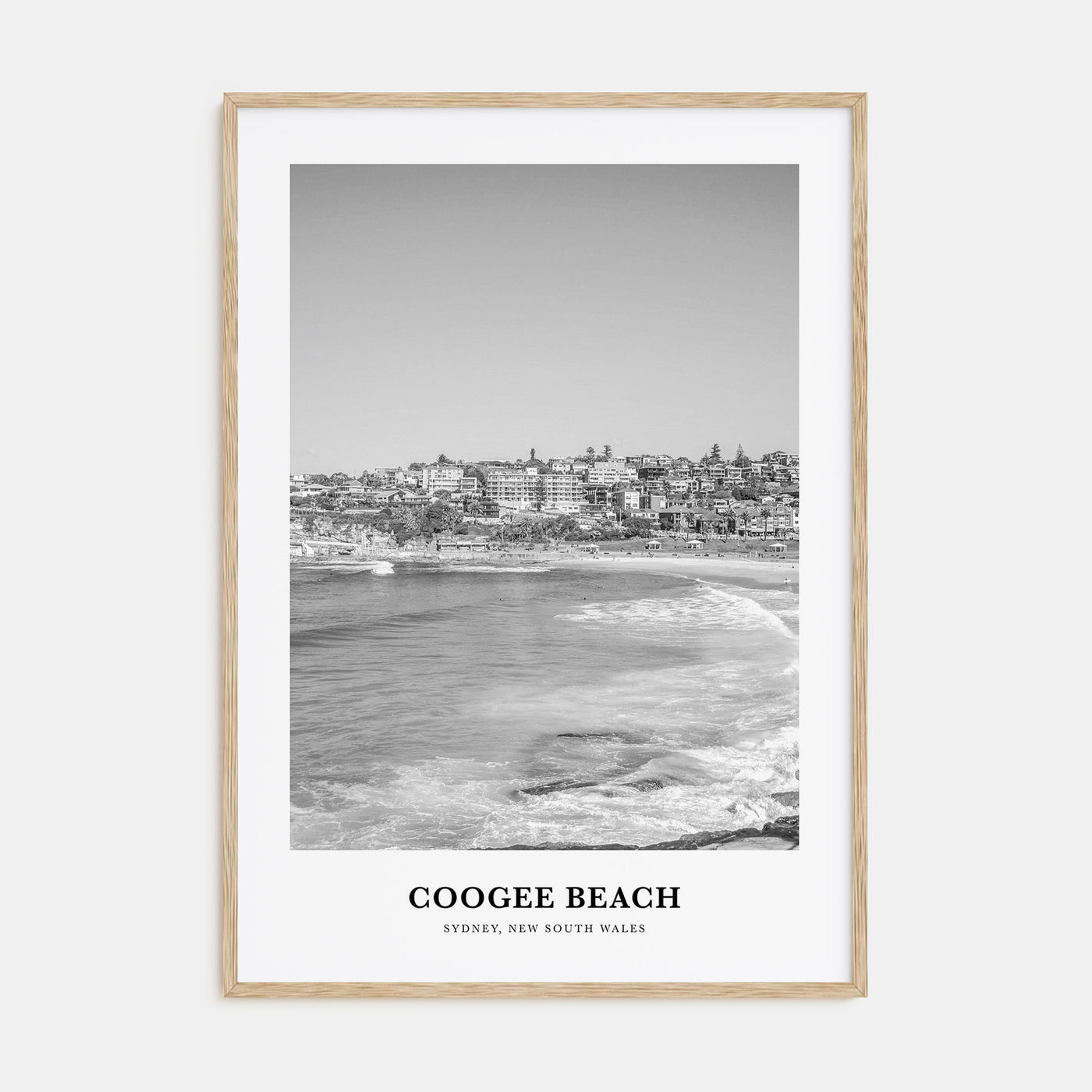 Coogee Beach Portrait B&W Poster