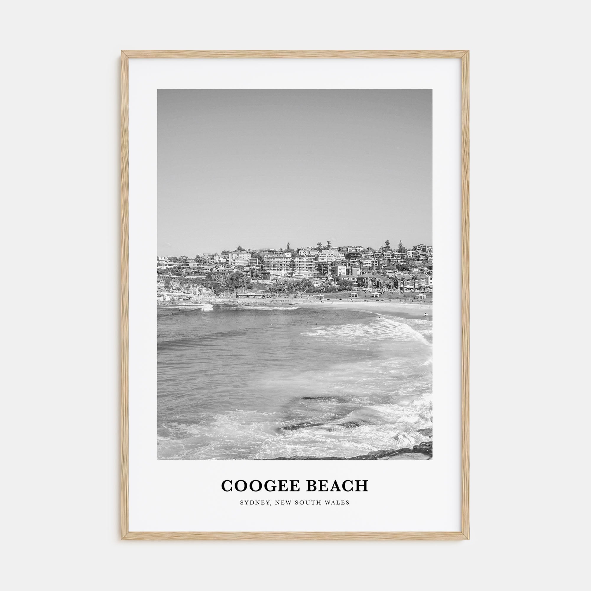 Coogee Beach Portrait B&W Poster