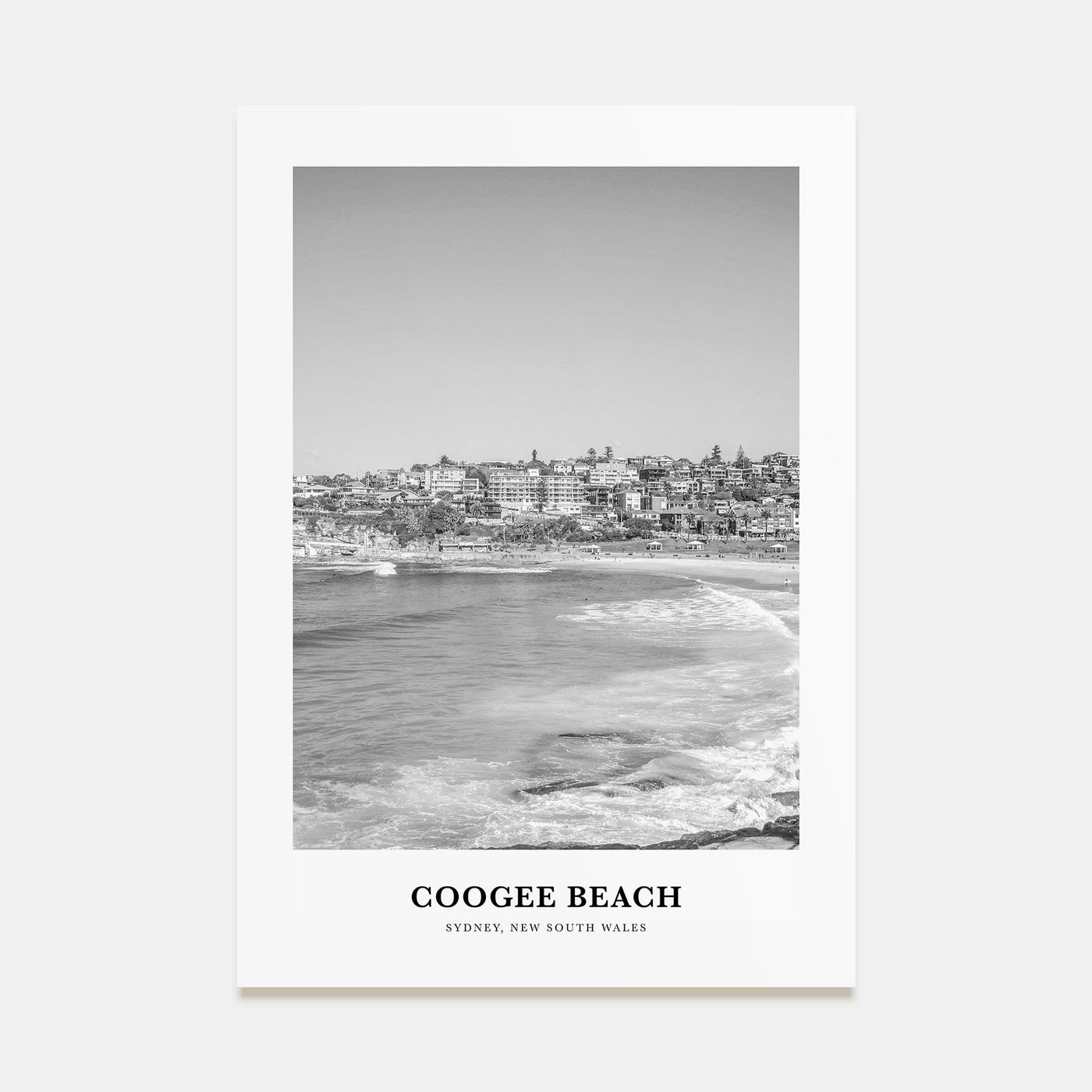 Coogee Beach Portrait B&W Poster