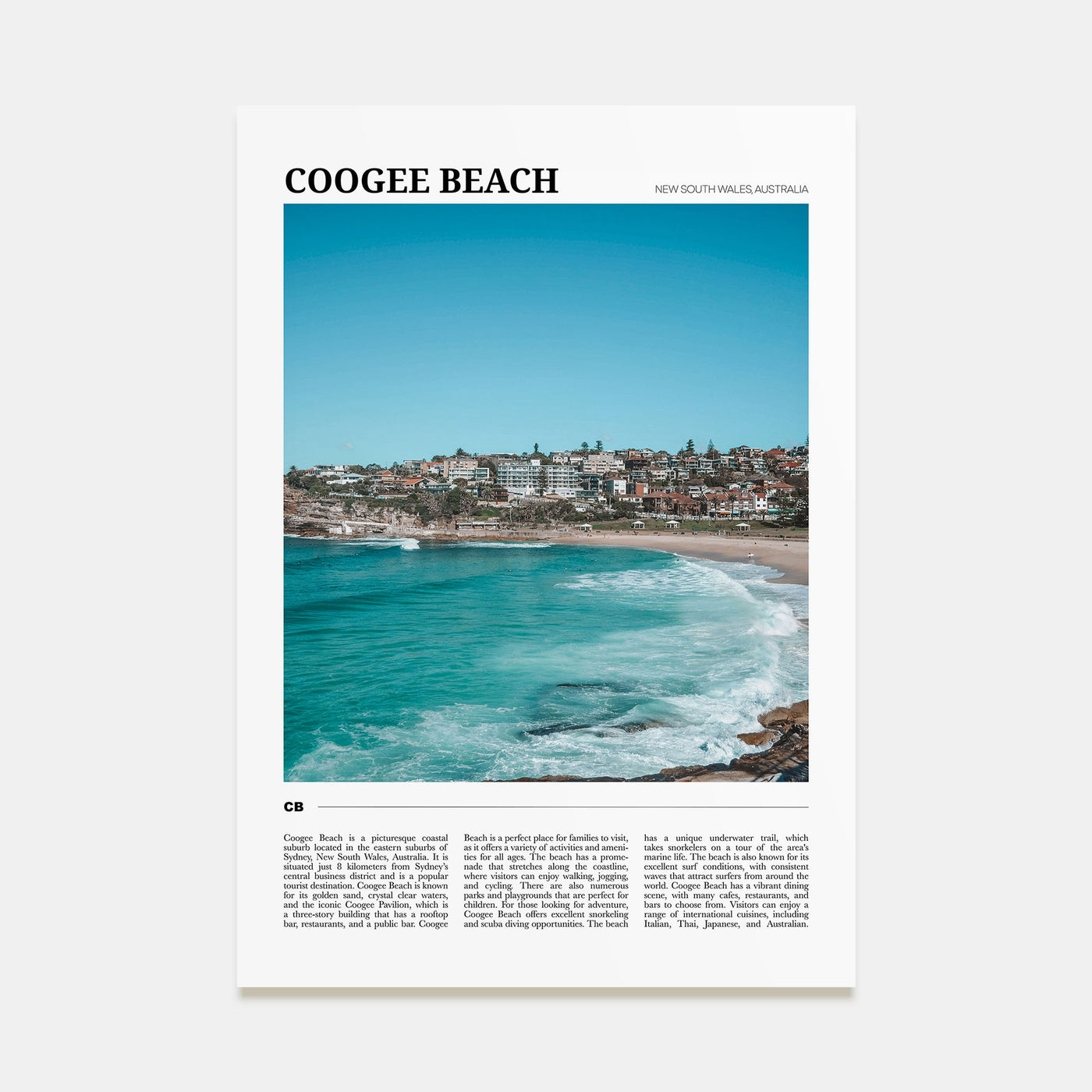 Coogee Beach Travel Color No 2 Poster