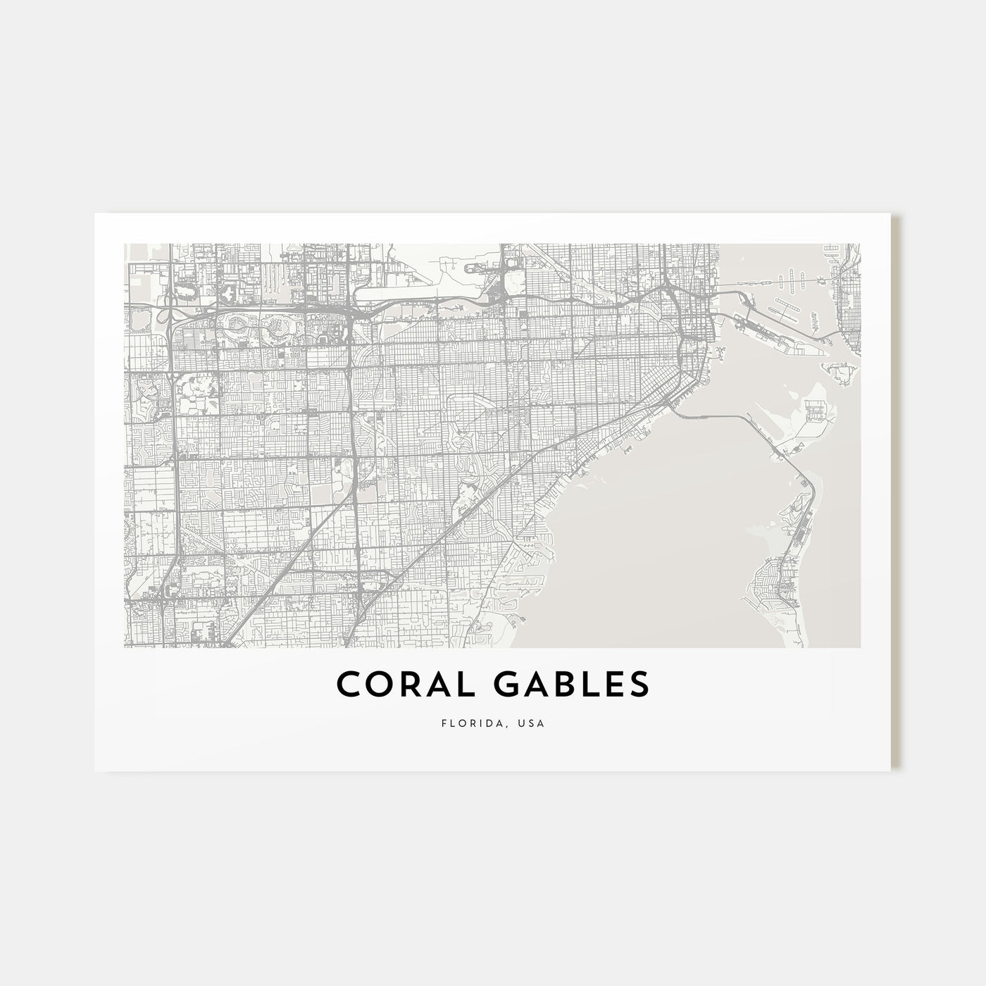 Coral Gables Map Landscape Poster