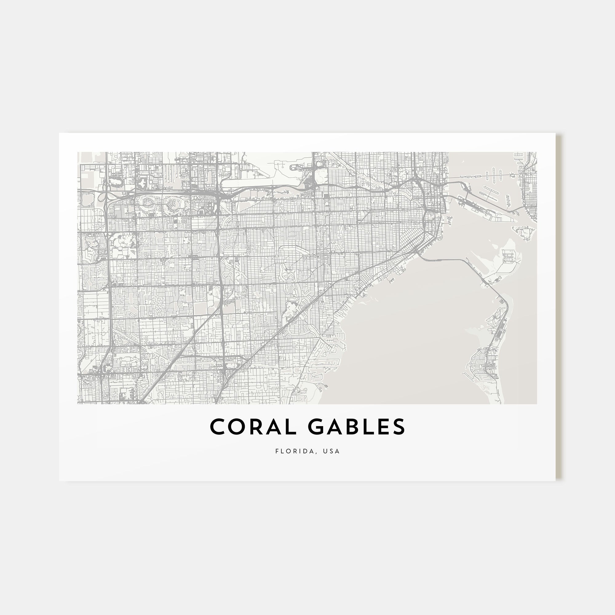 Coral Gables Map Landscape Poster