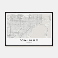 Coral Gables Map Landscape Poster