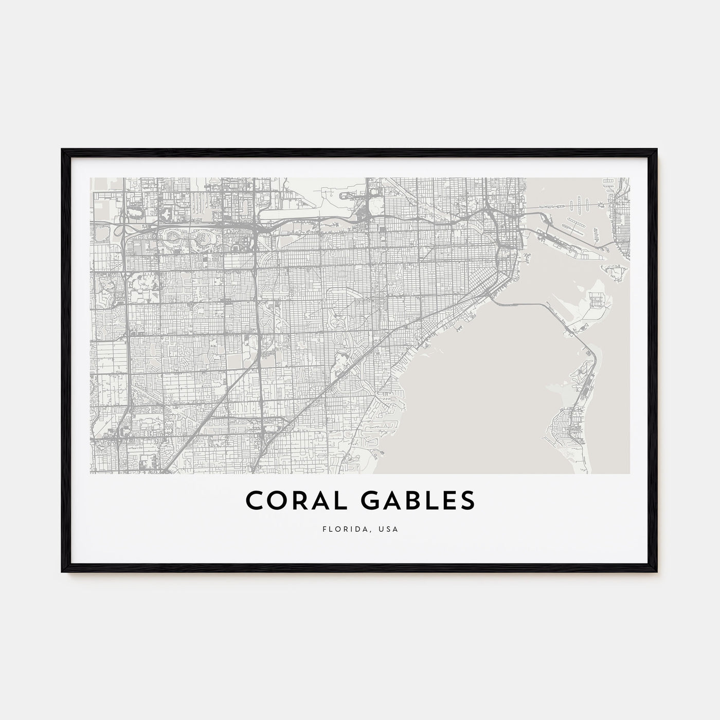 Coral Gables Map Landscape Poster