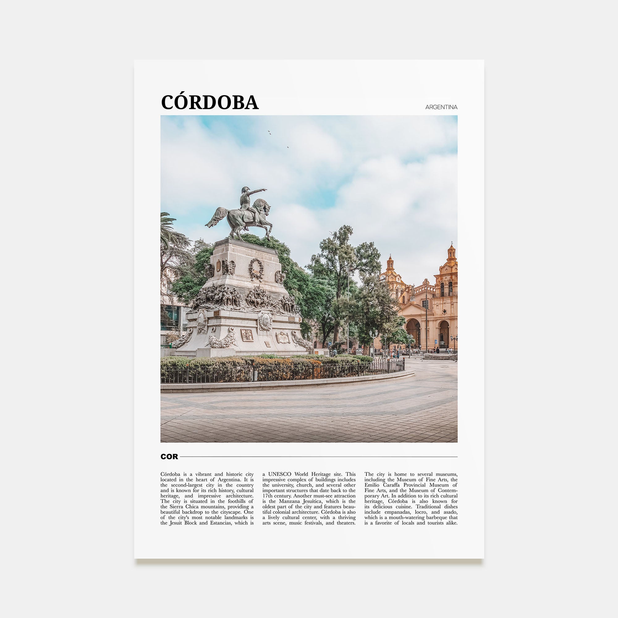 Córdoba, Argentina Travel Color Poster
