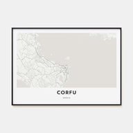 Corfu Map Landscape Poster