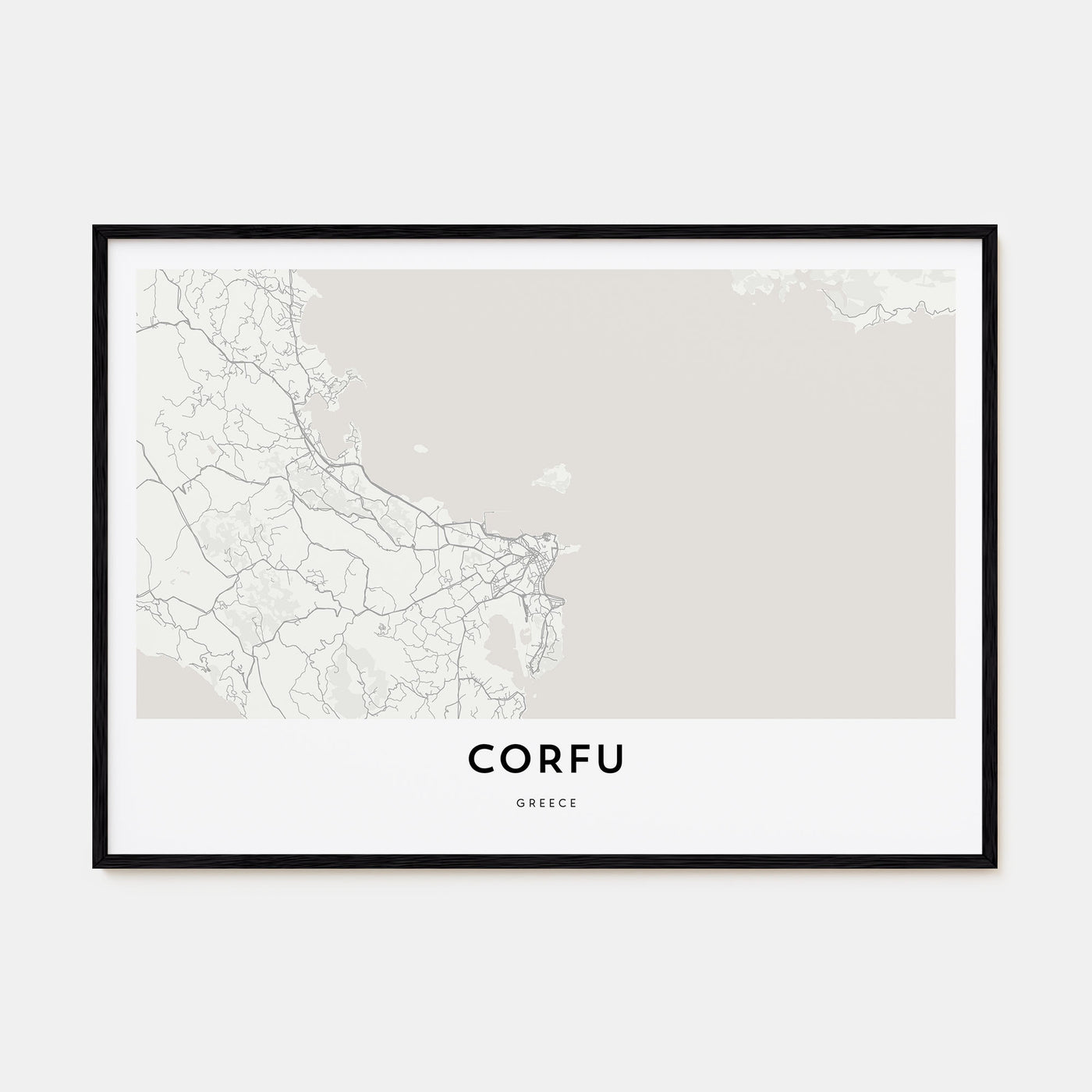 Corfu Map Landscape Poster