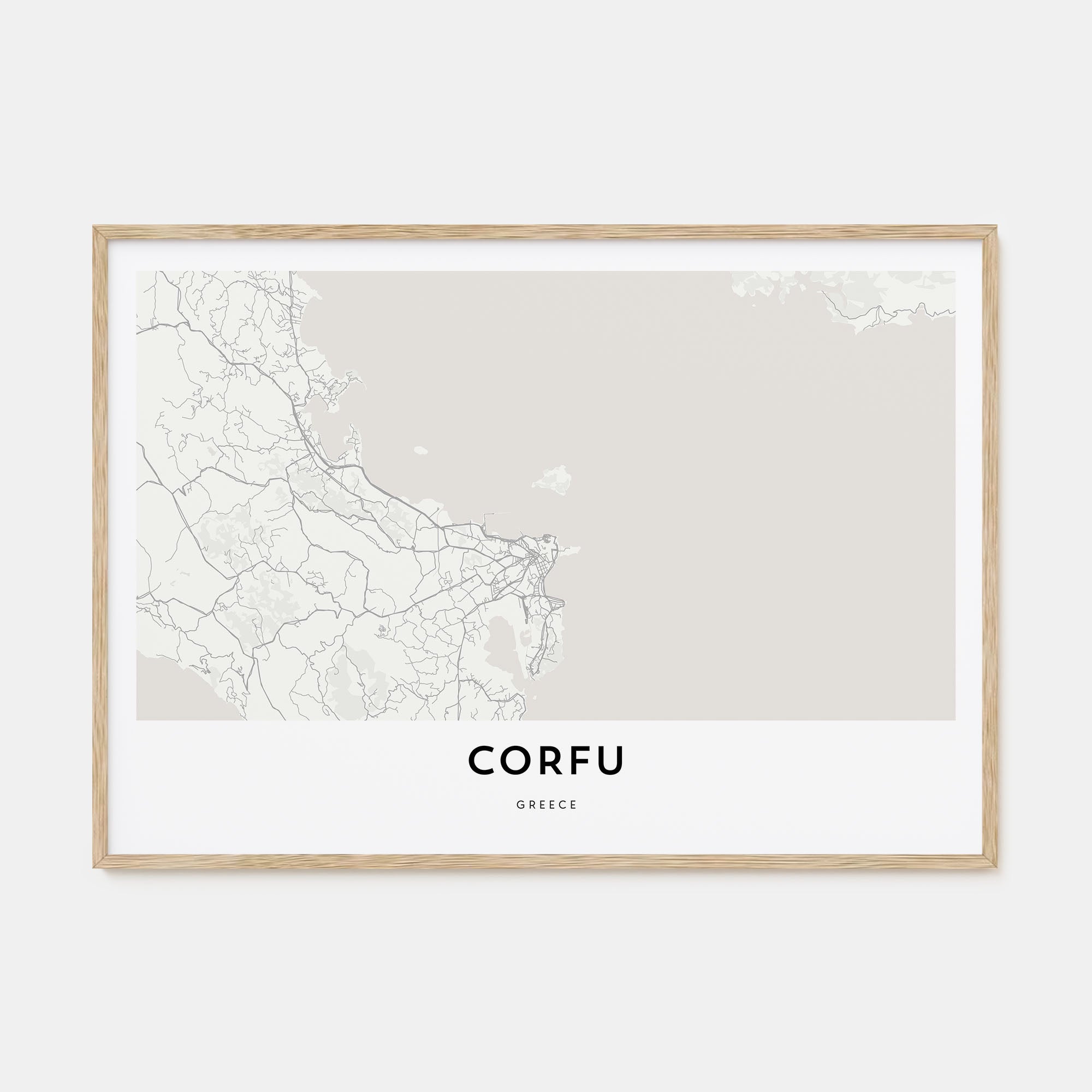 Corfu Map Landscape Poster