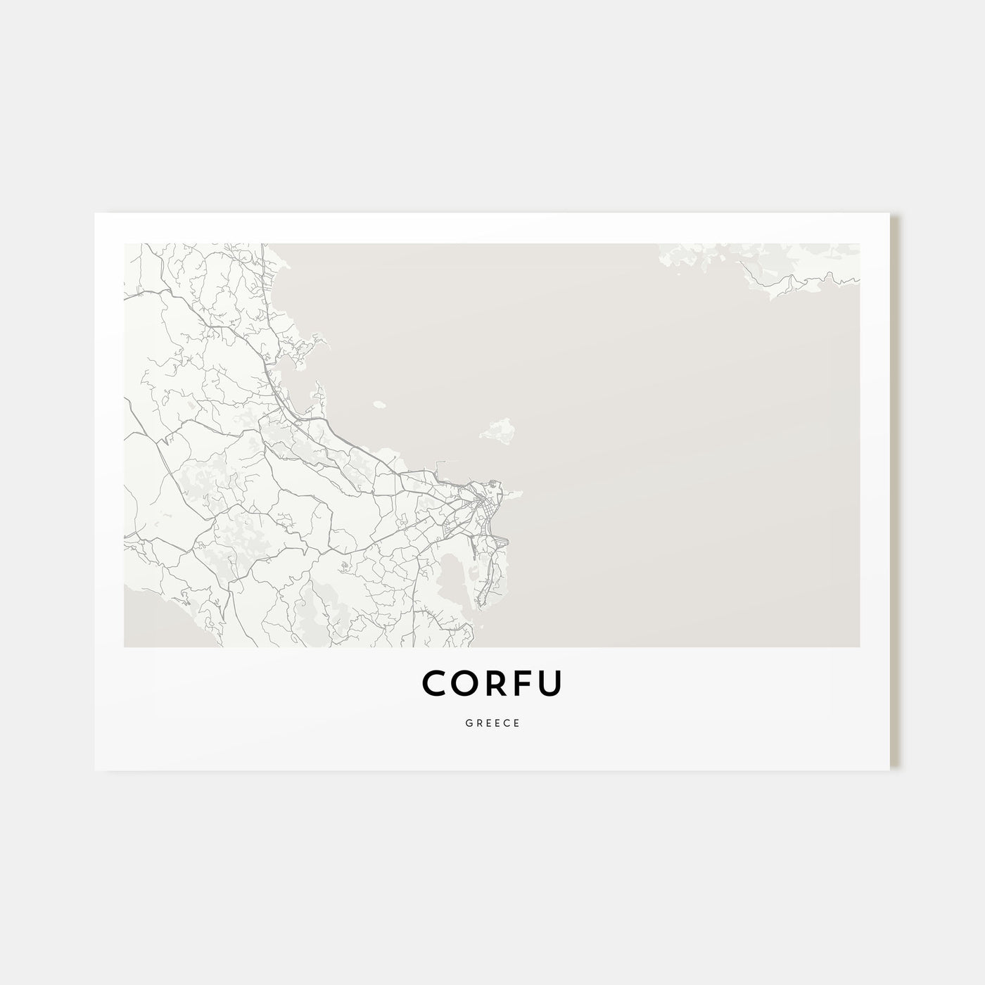 Corfu Map Landscape Poster