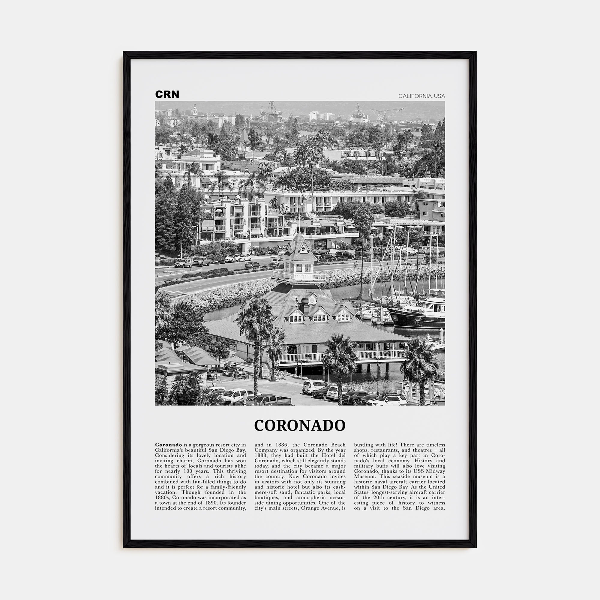 Coronado Travel B&W Poster