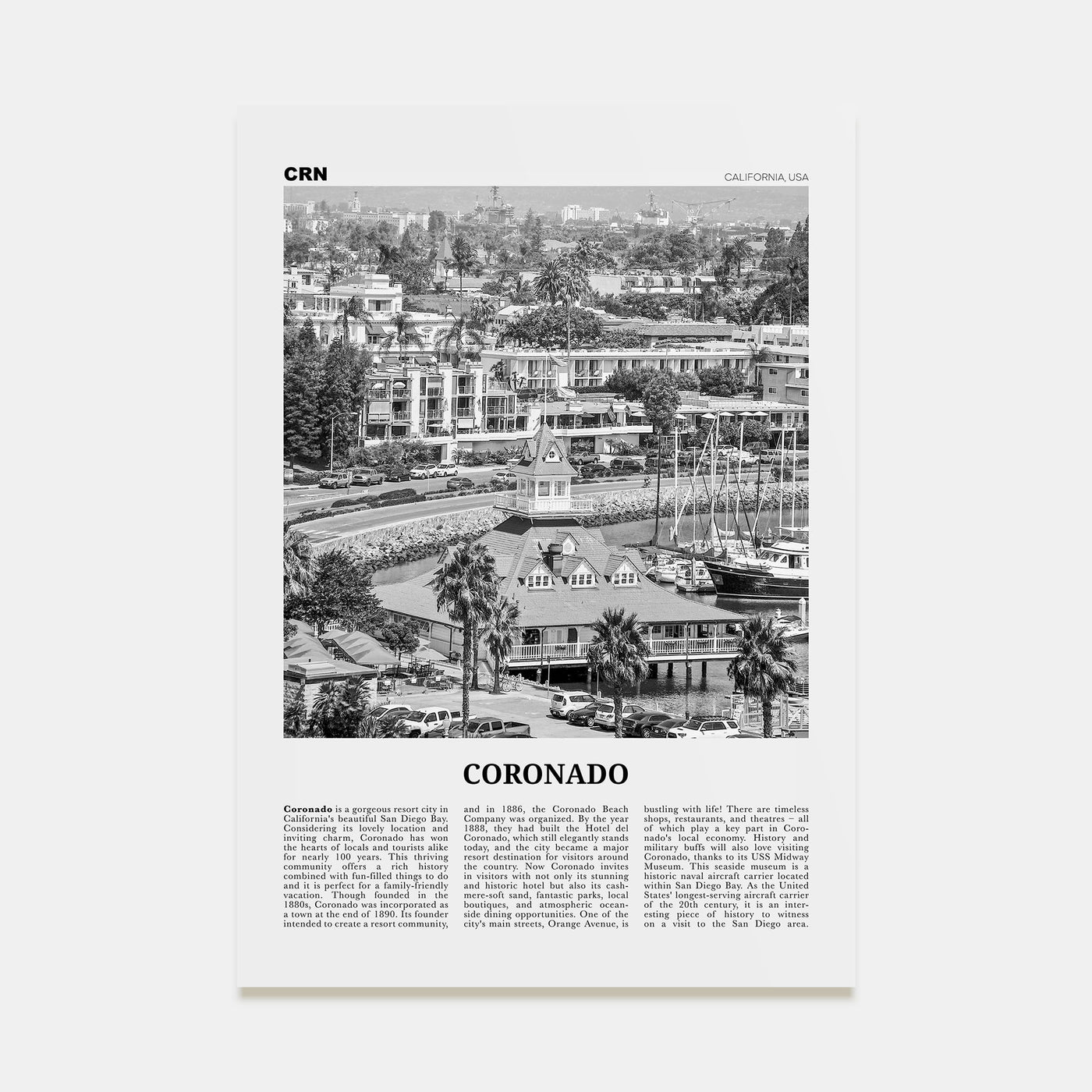 Coronado Travel B&W Poster