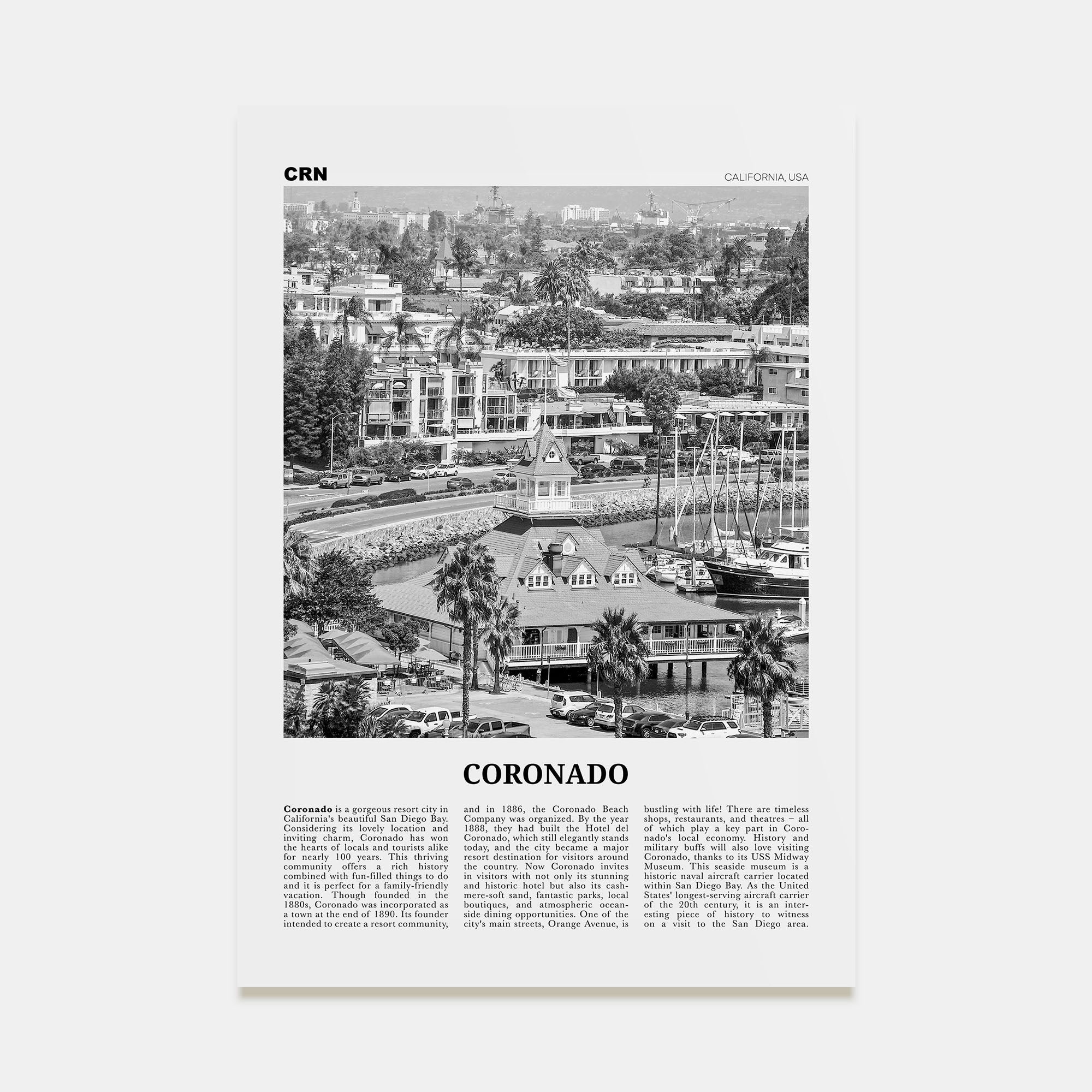 Coronado Travel B&W Poster