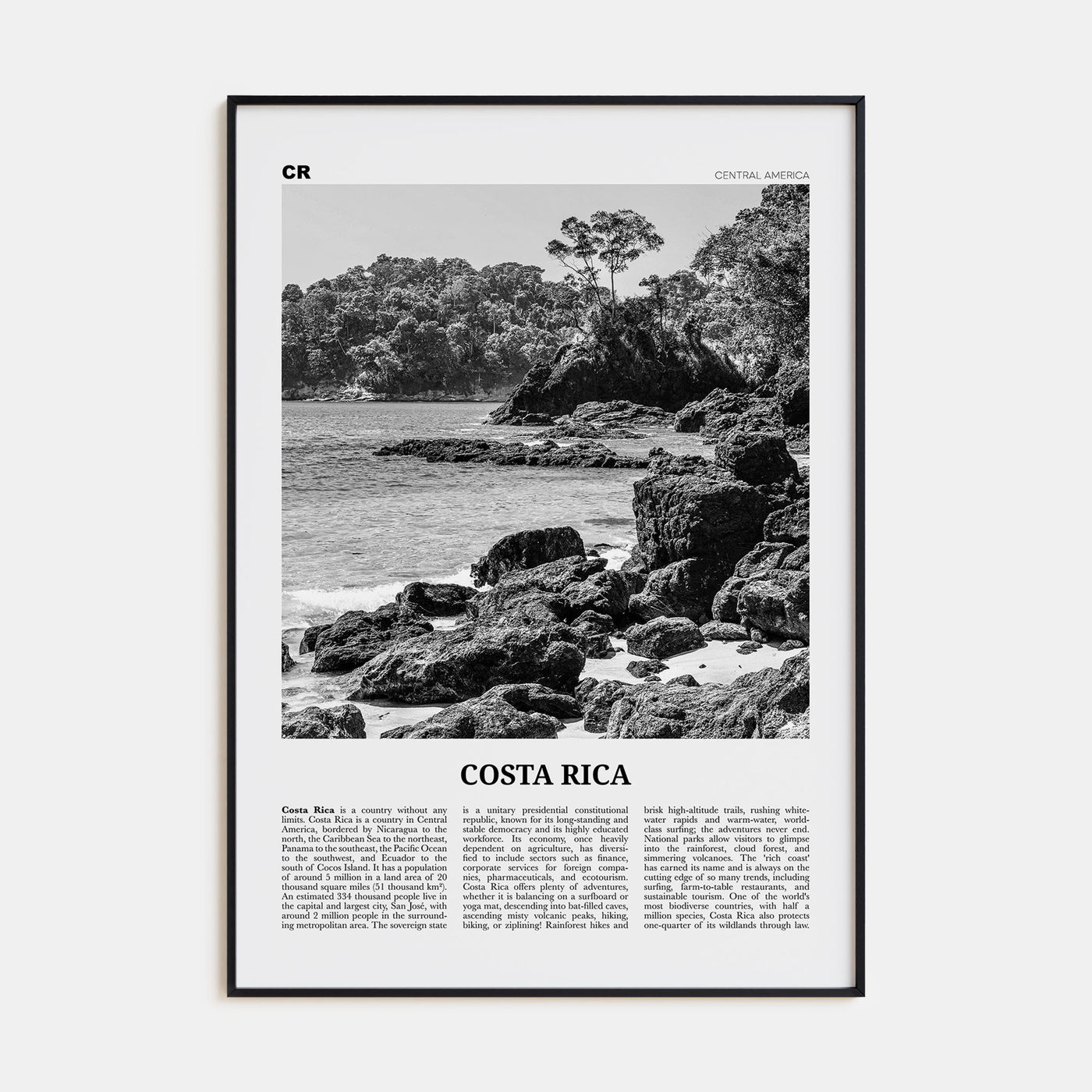 Costa Rica Travel B&W No 1 Poster