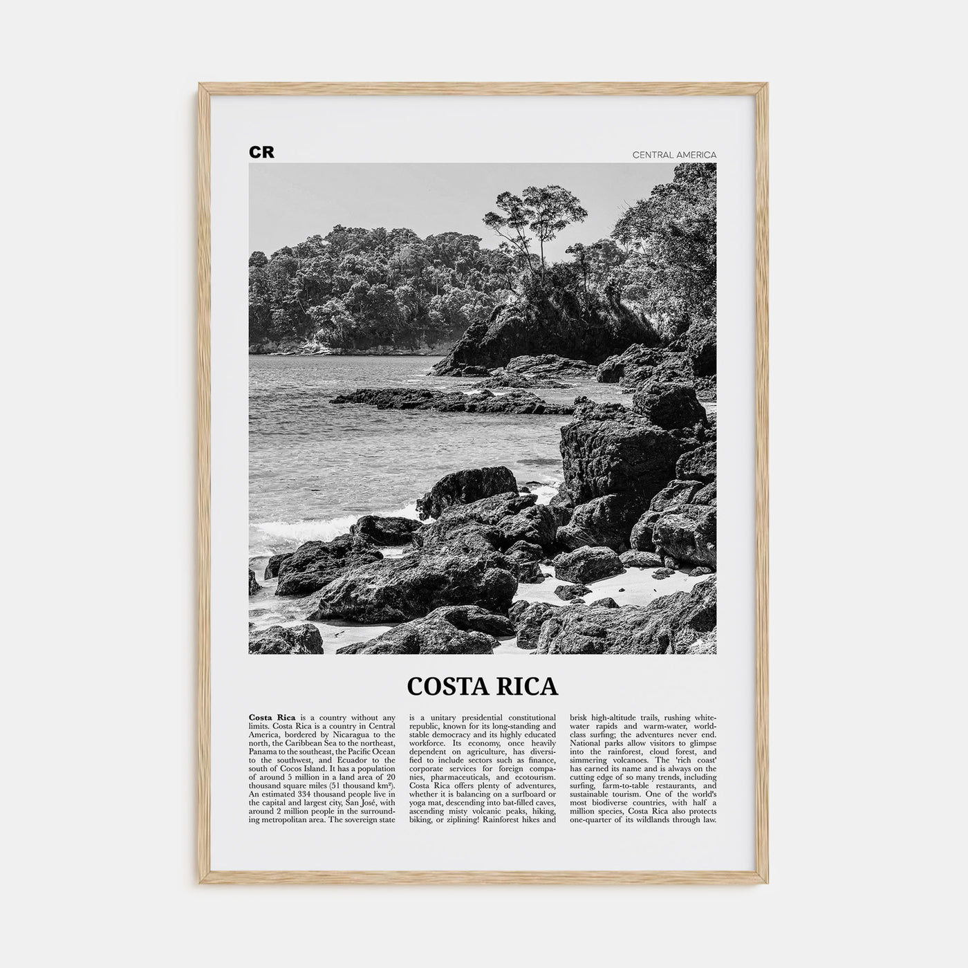 Costa Rica Travel B&W No 1 Poster