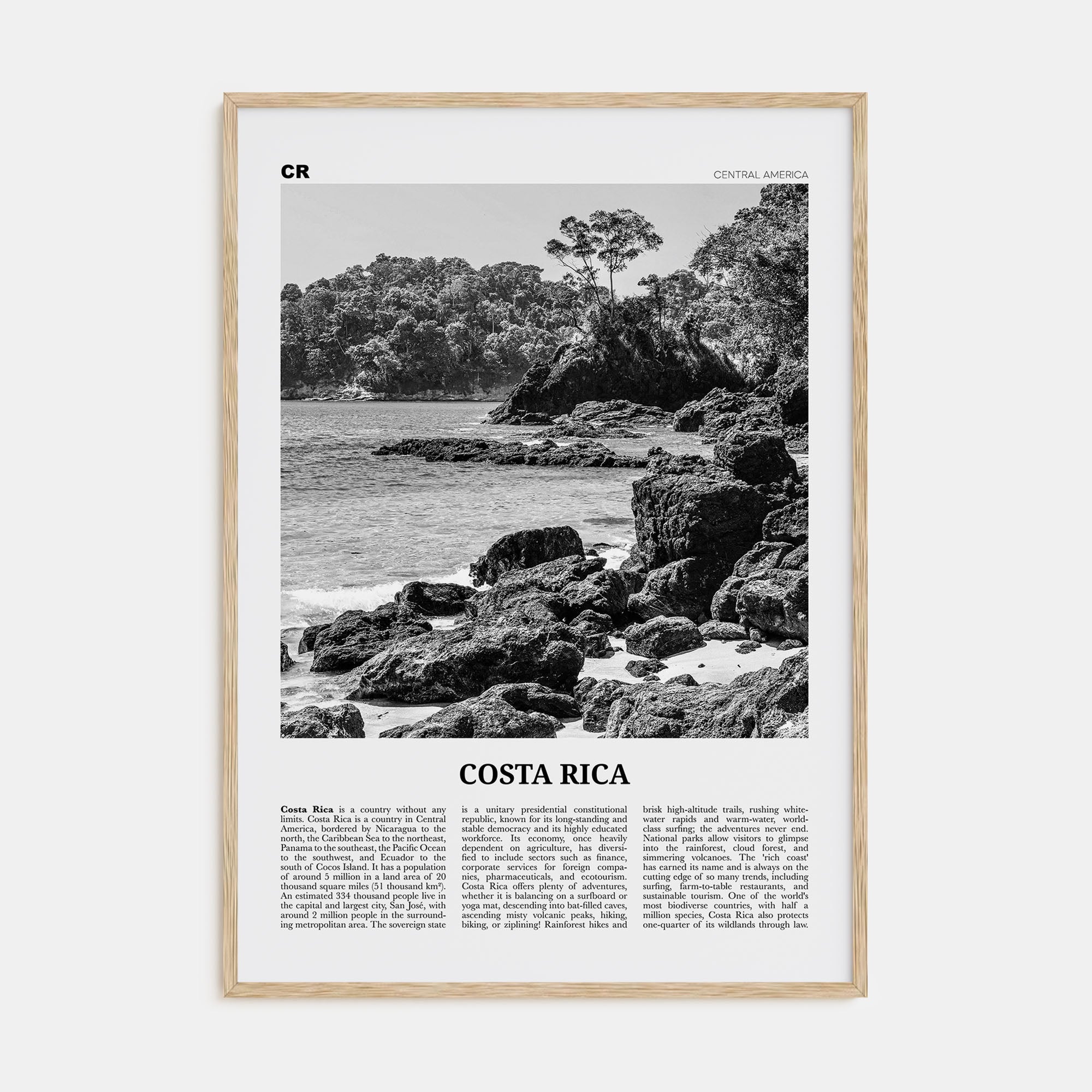 Costa Rica Travel B&W No 1 Poster