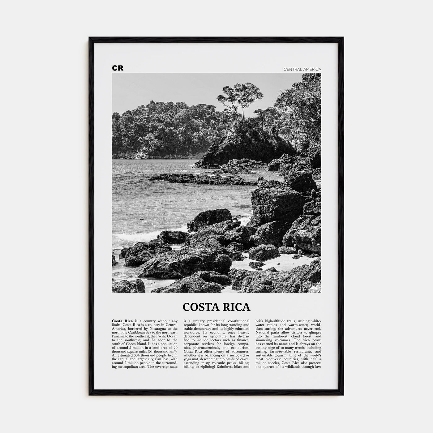 Costa Rica Travel B&W No 1 Poster