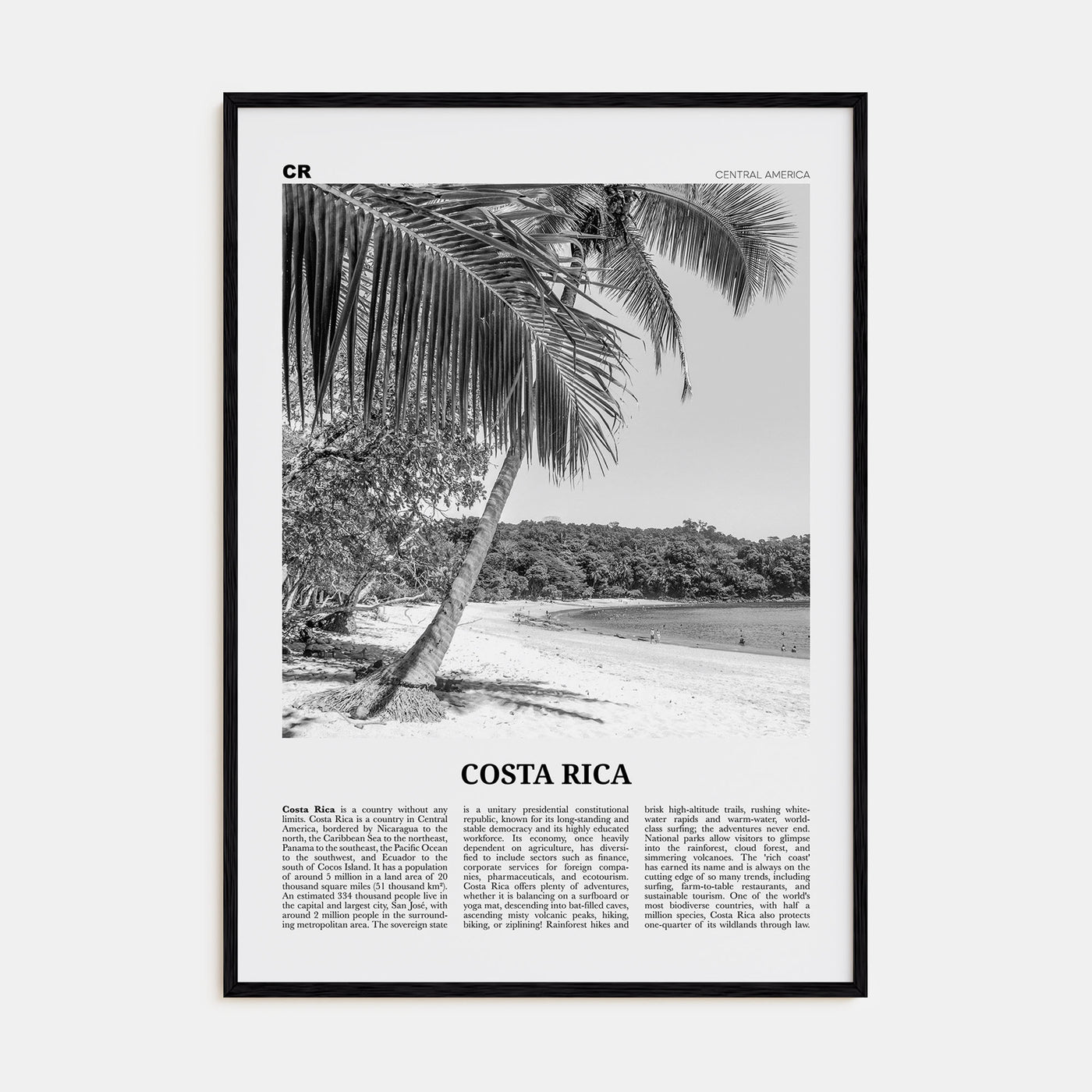 Costa Rica Travel B&W No 2 Poster