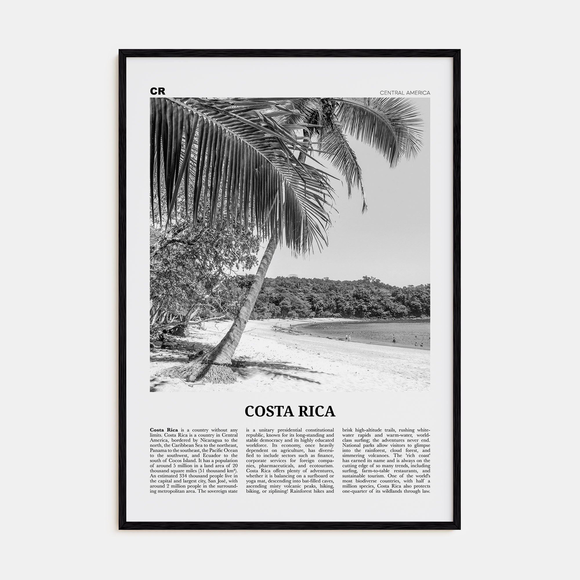 Costa Rica Travel B&W No 2 Poster
