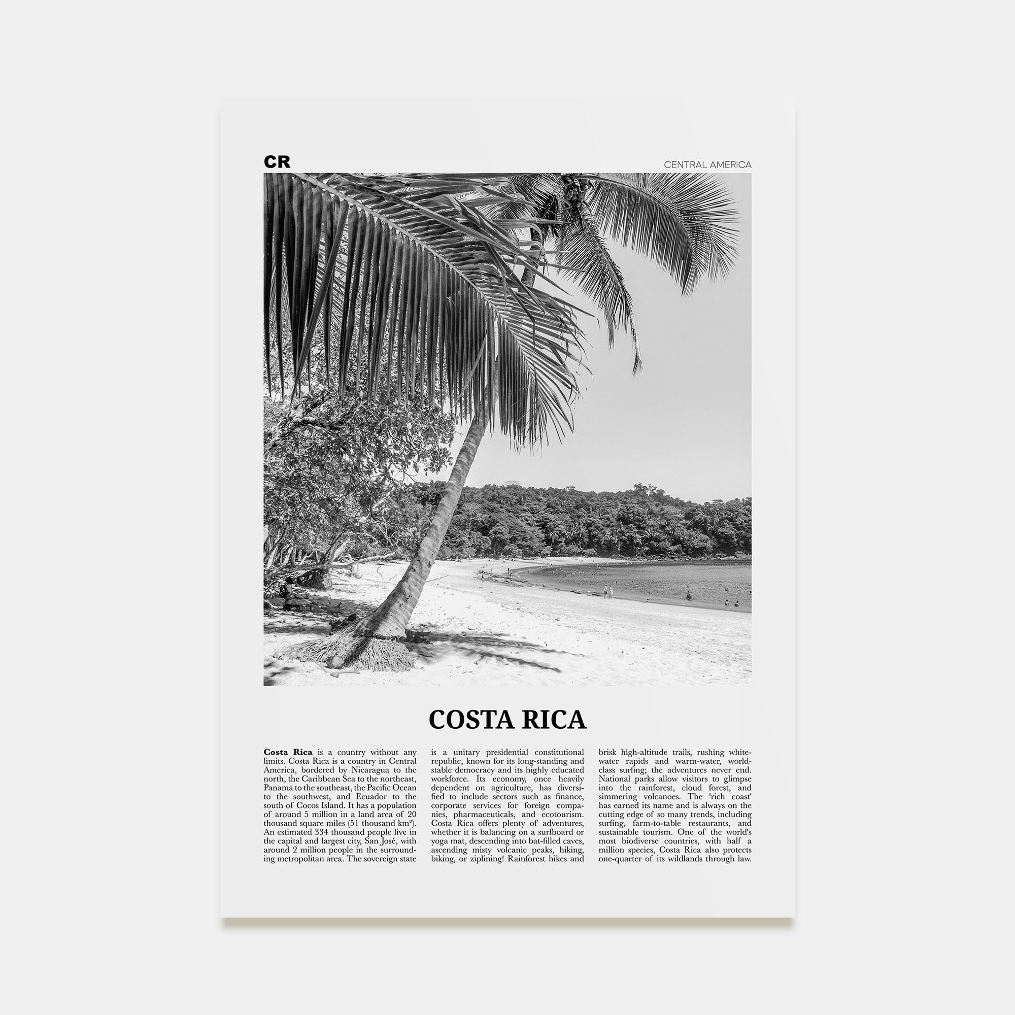 Costa Rica Travel B&W No 2 Poster