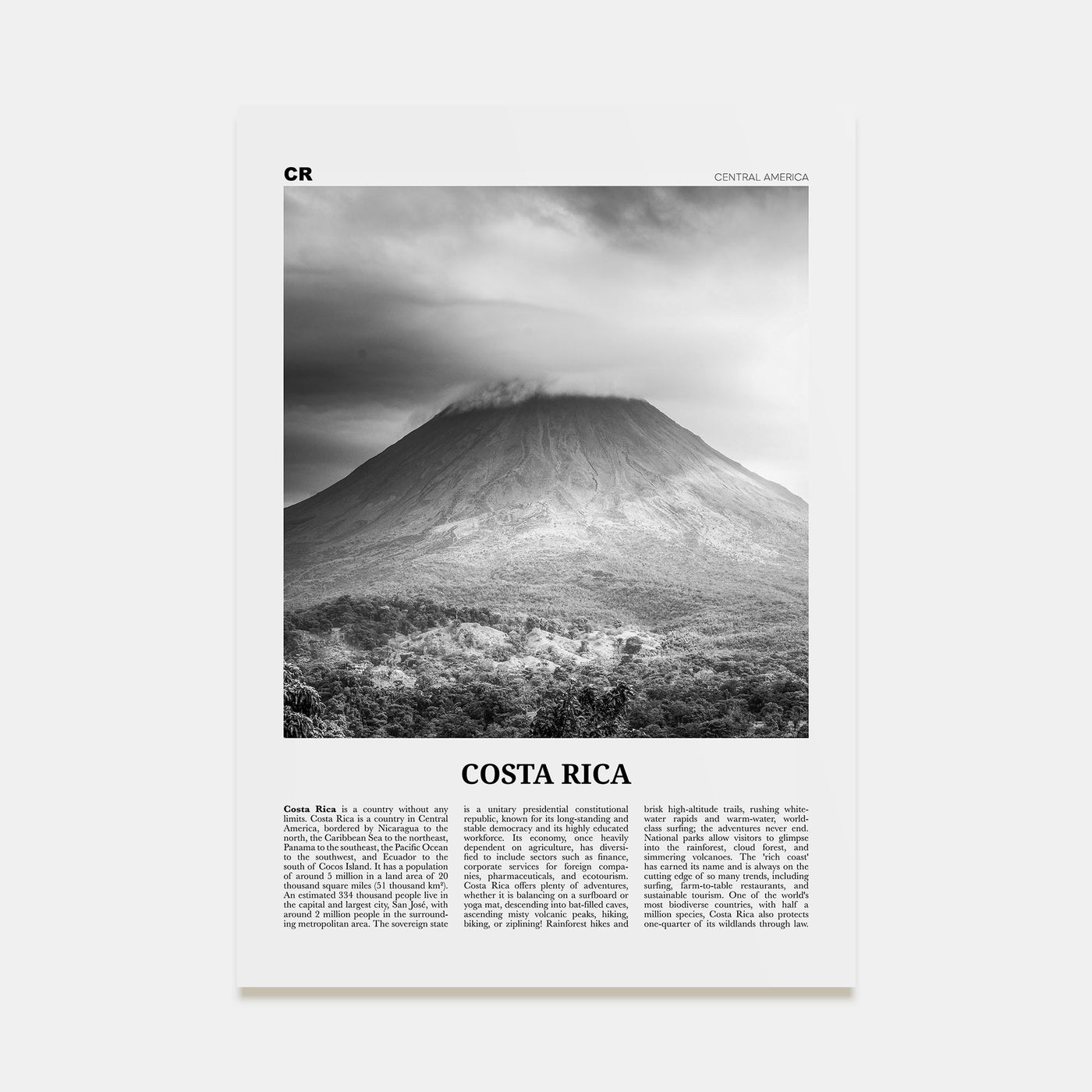 Costa Rica Travel B&W No 3 Poster