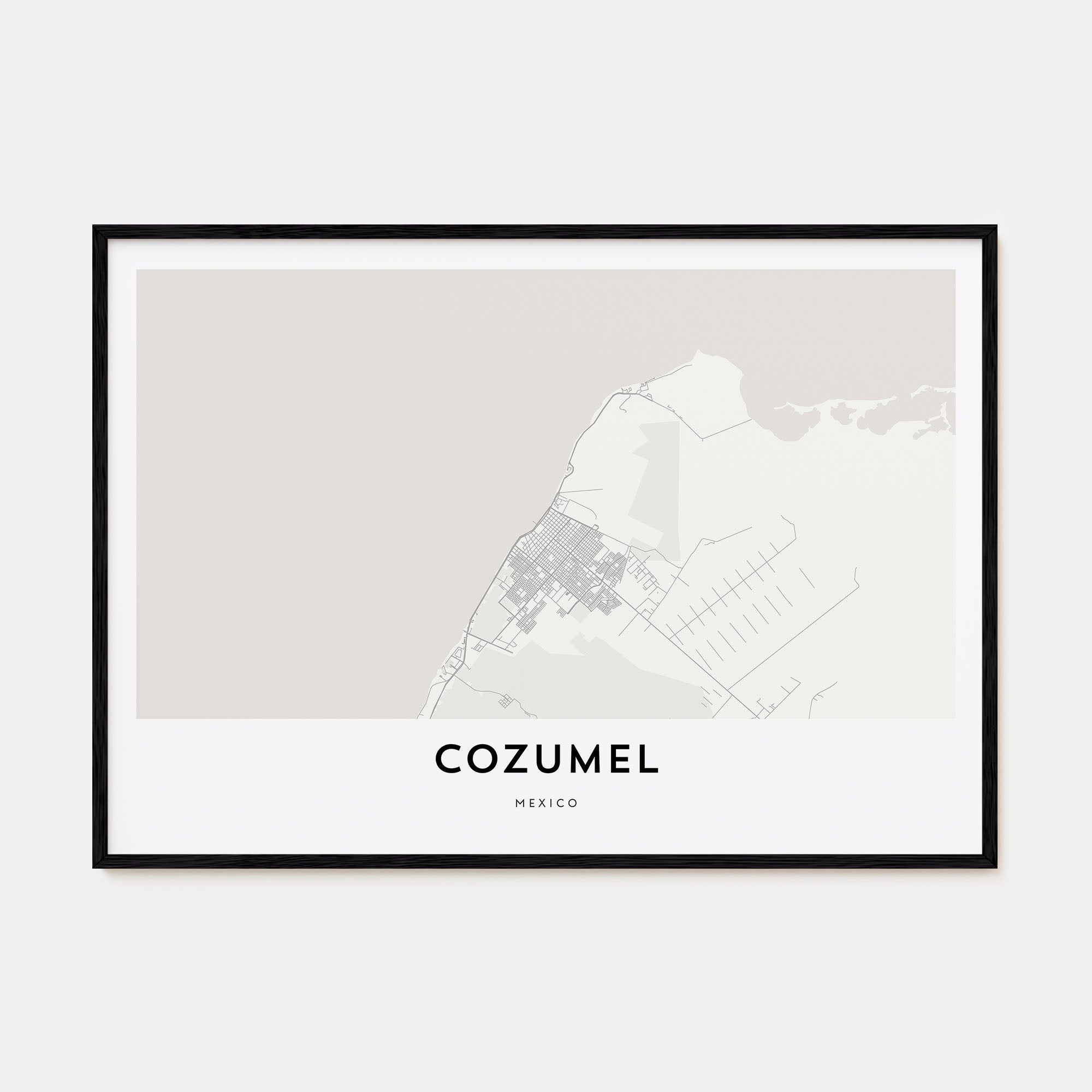 Cozumel Map Landscape Poster