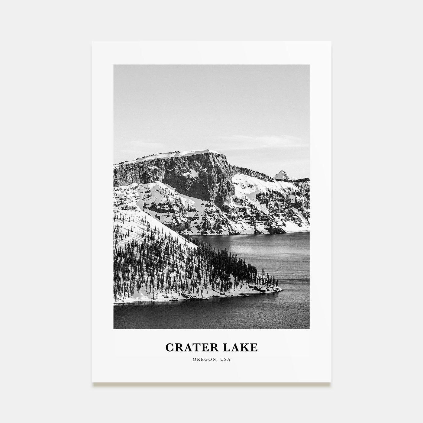 Crater Lake Portrait B&W Poster