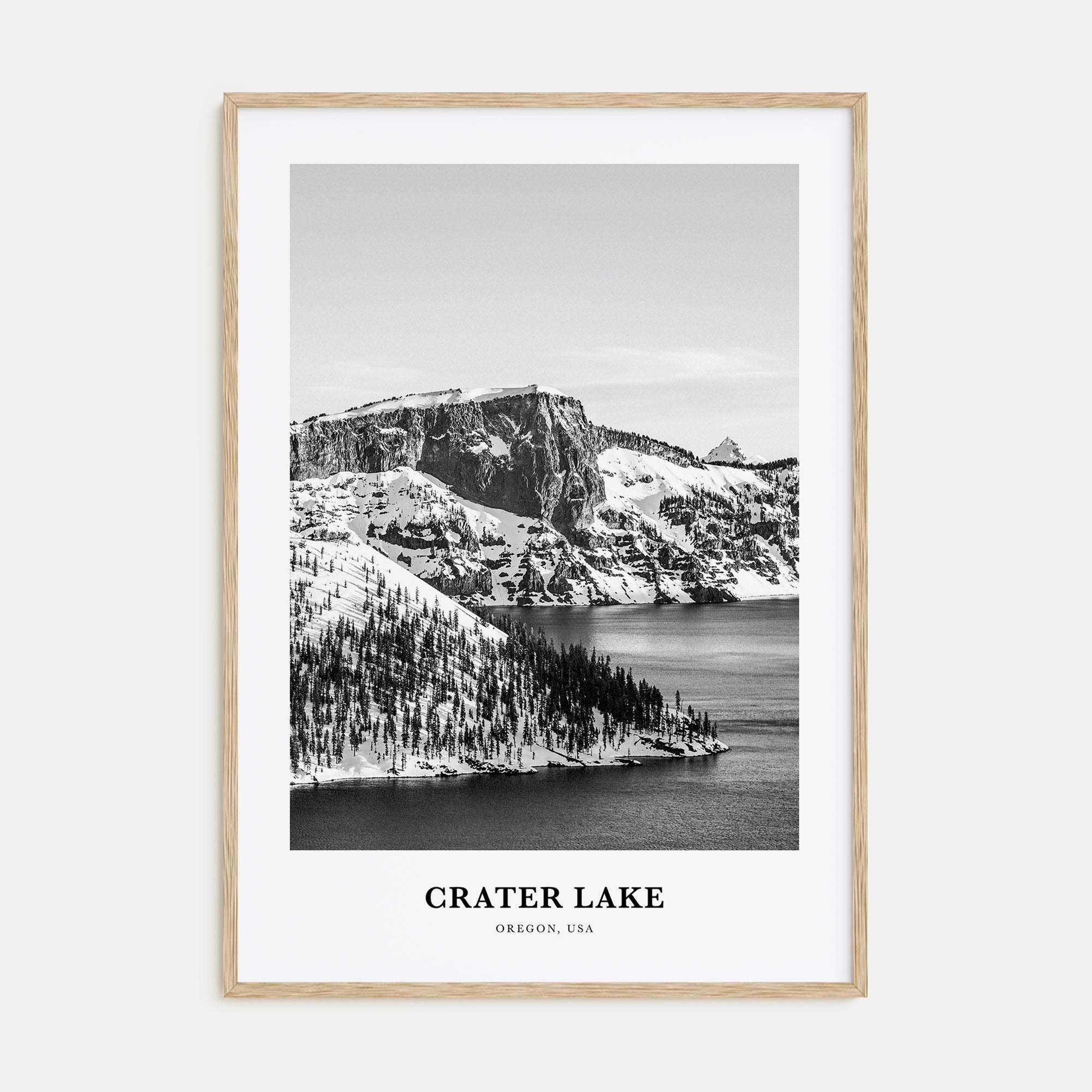 Crater Lake Portrait B&W Poster