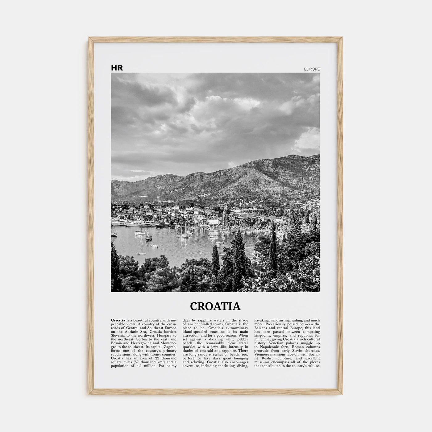 Croatia Travel B&W Poster