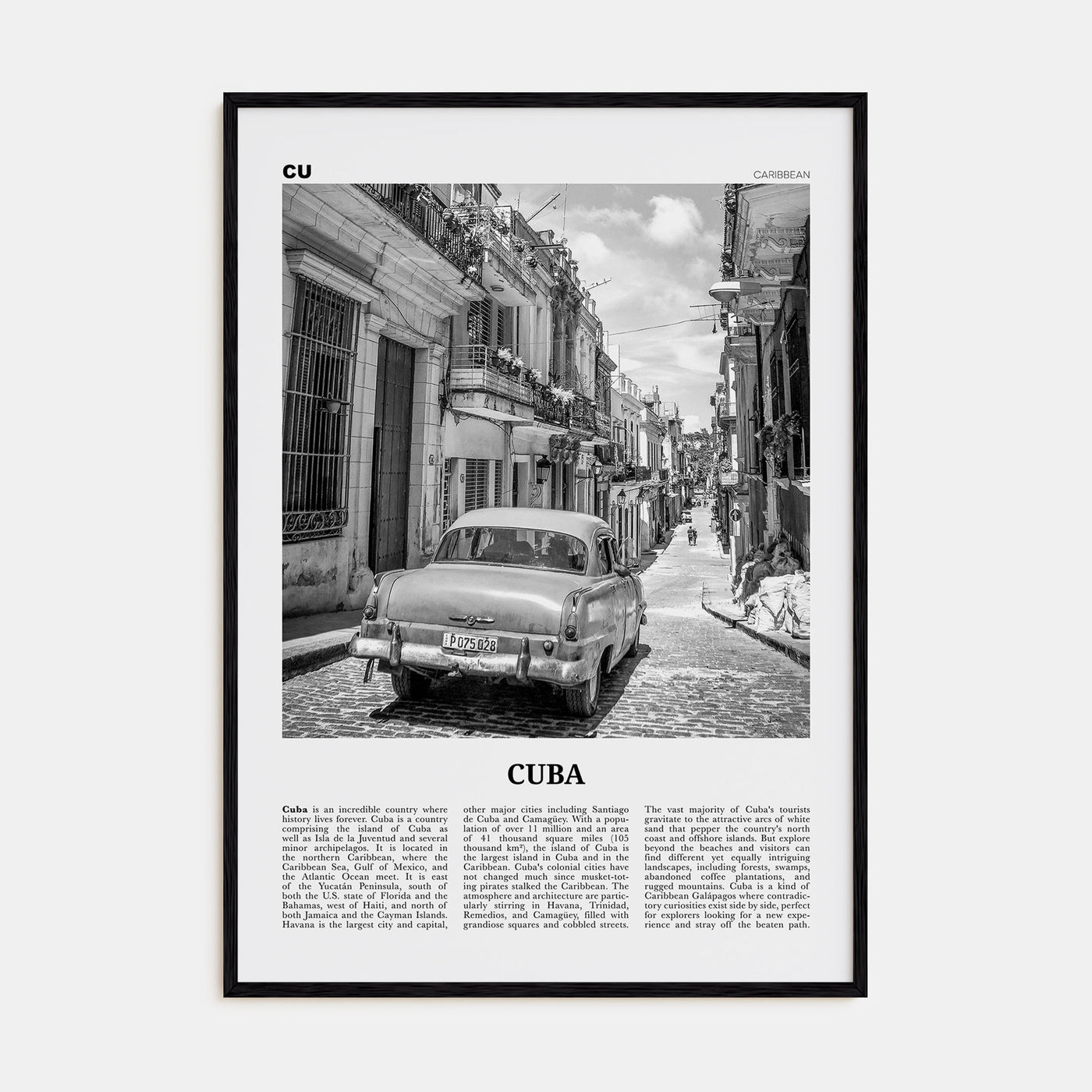 Cuba Travel B&W No 1 Poster