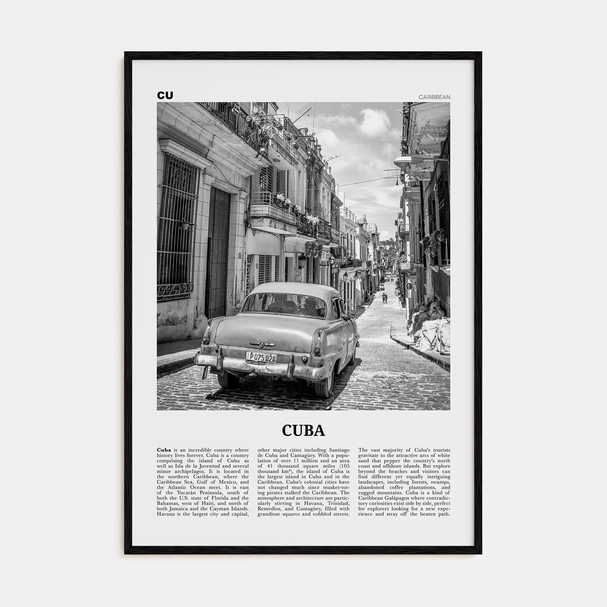 Cuba Travel B&W No 1 Poster