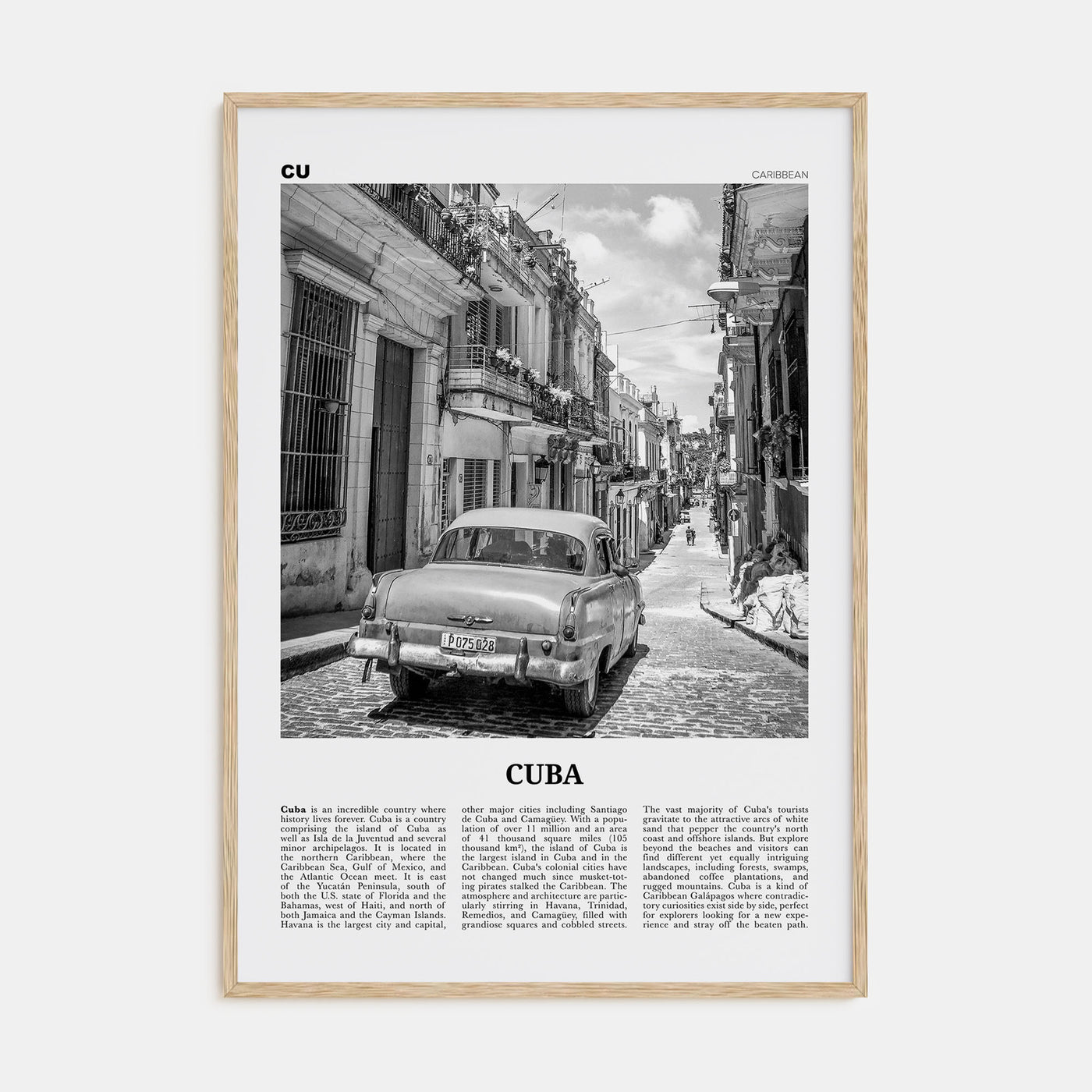 Cuba Travel B&W No 1 Poster