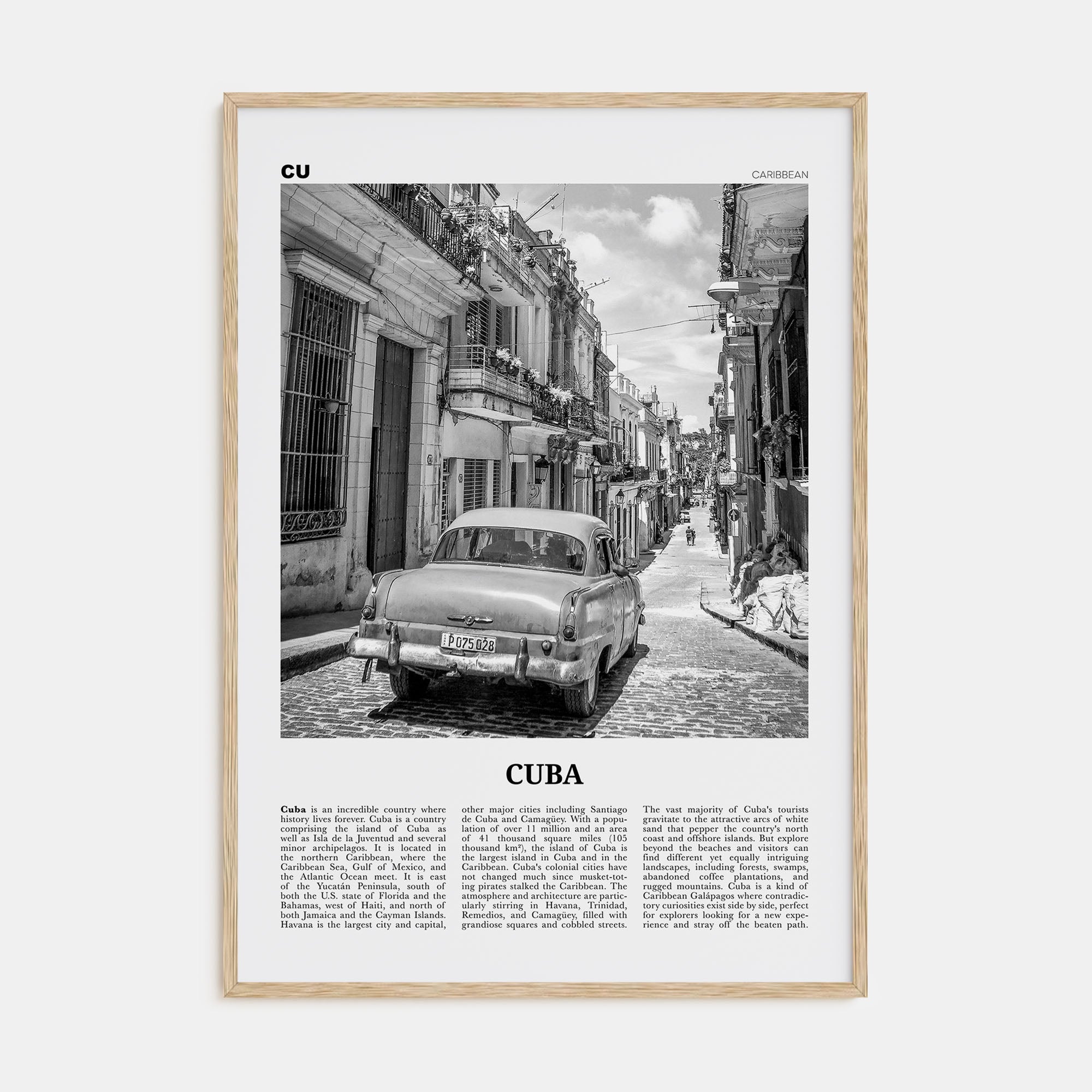 Cuba Travel B&W No 1 Poster