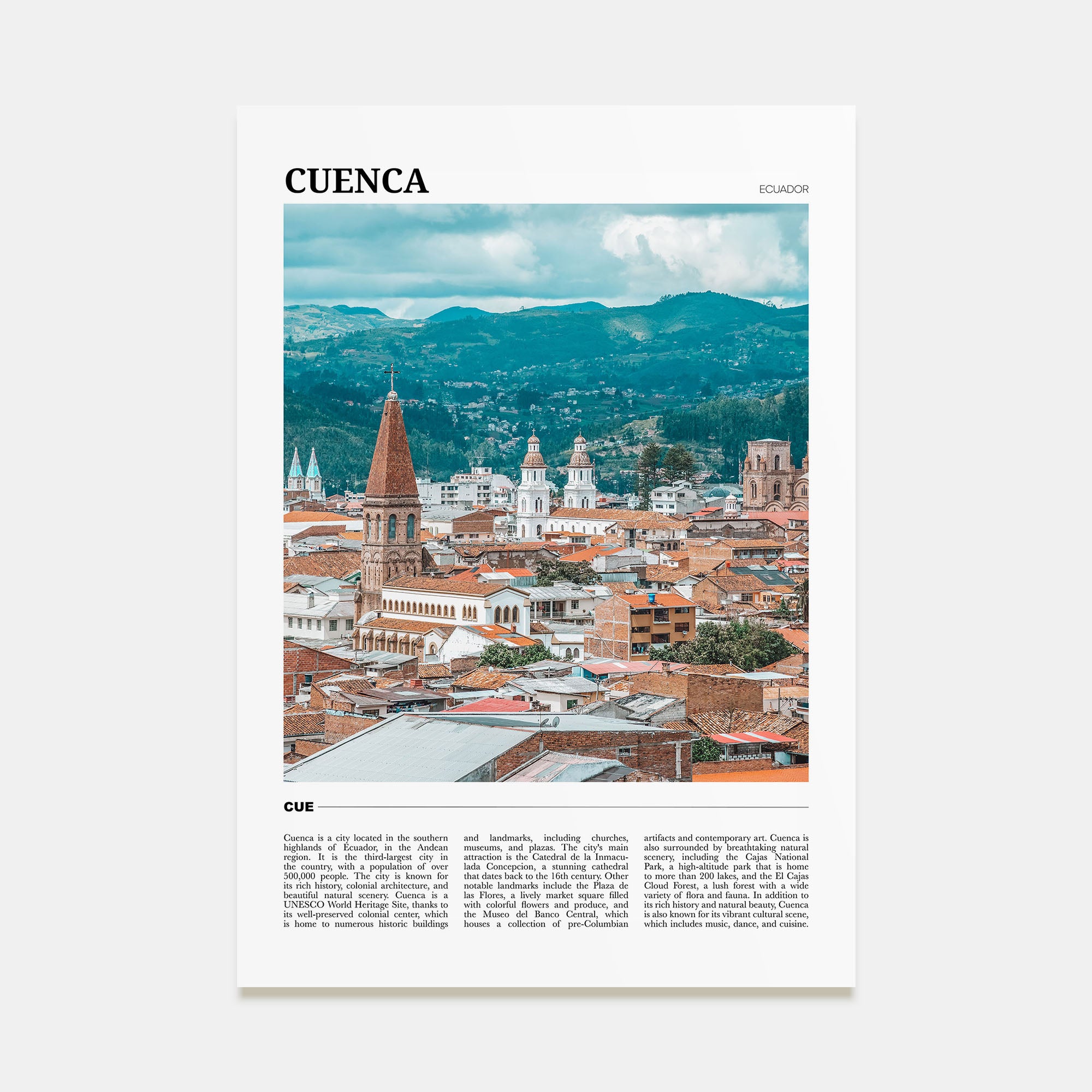 Cuenca, Ecuador Travel Color Poster