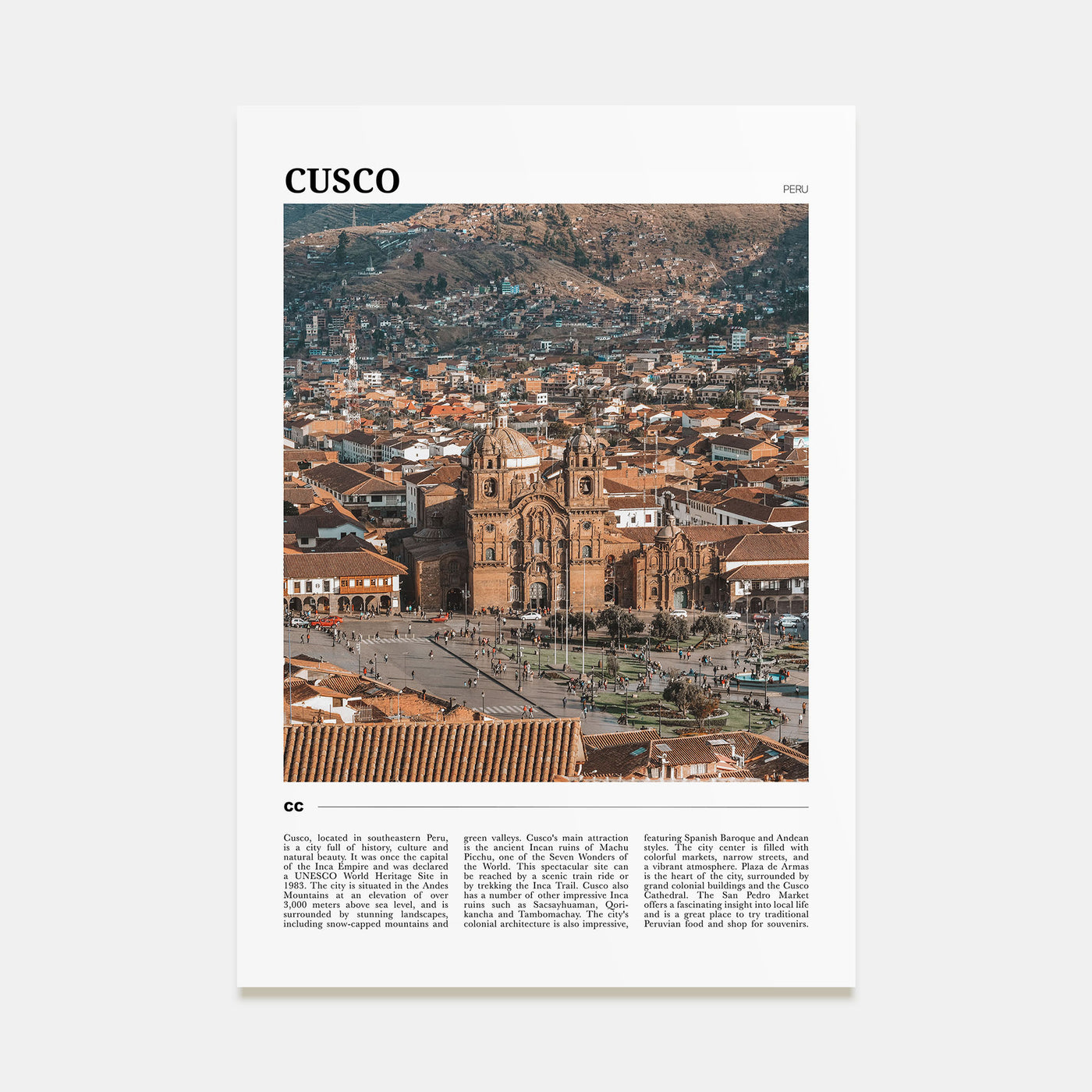 Cusco Travel Color Poster