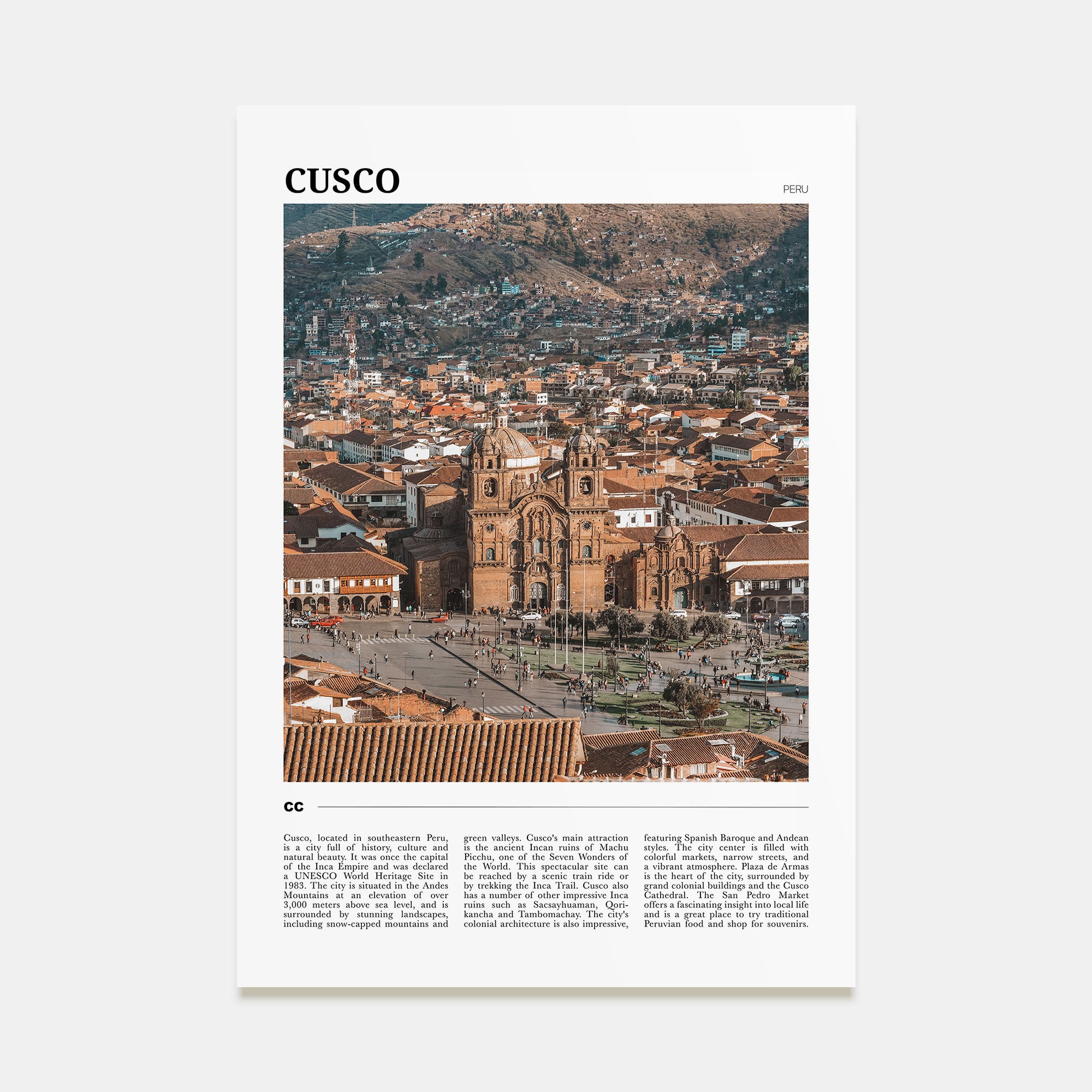 Cusco Travel Color Poster