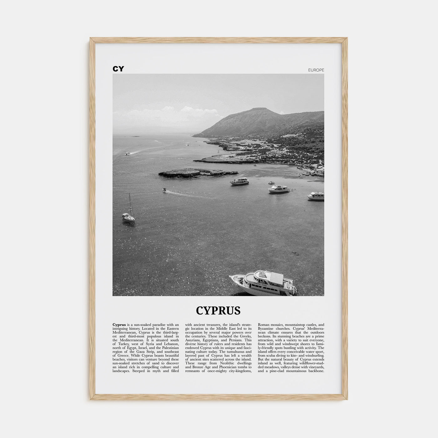 Cyprus Travel B&W Poster