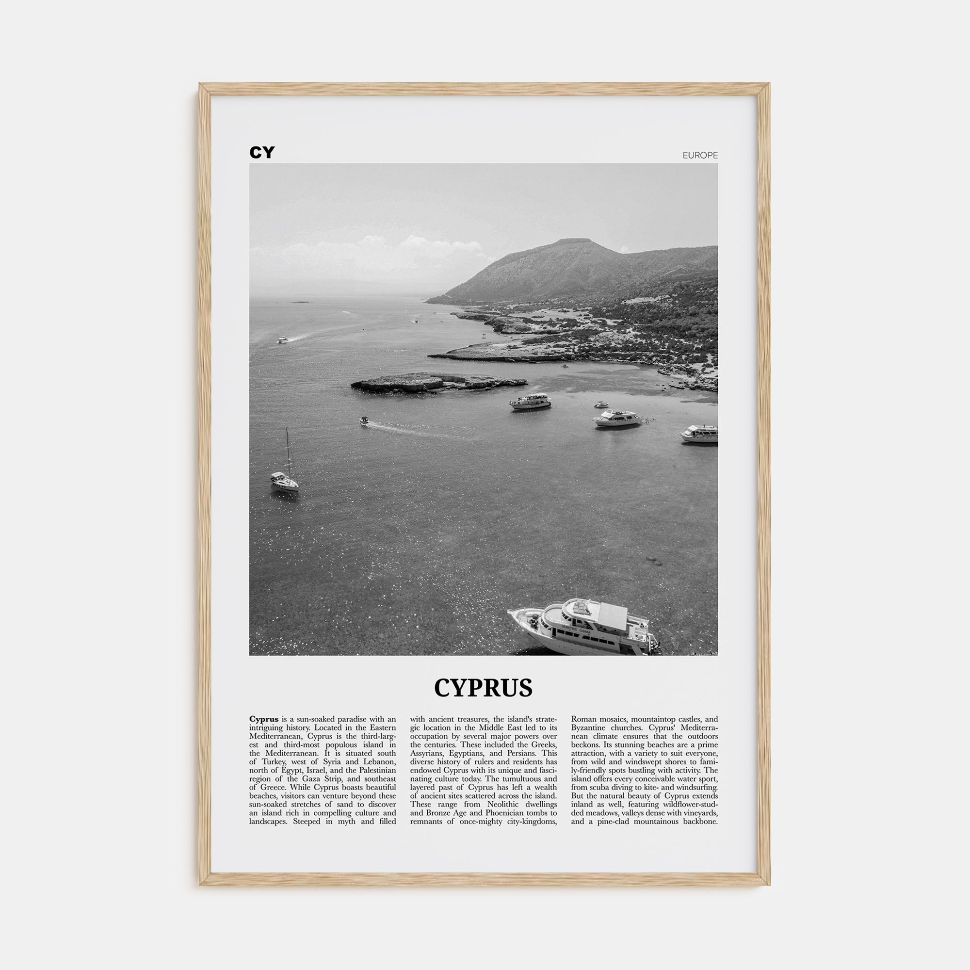 Cyprus Travel B&W Poster