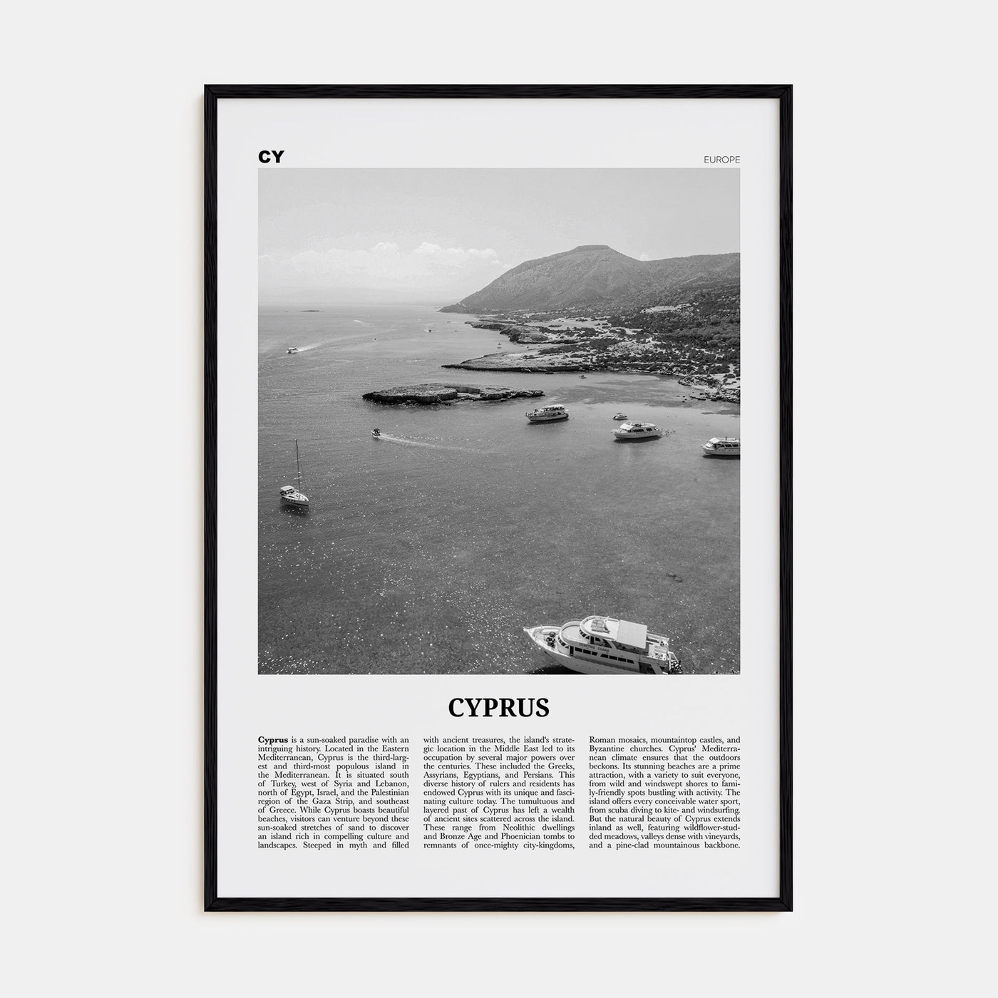 Cyprus Travel B&W Poster