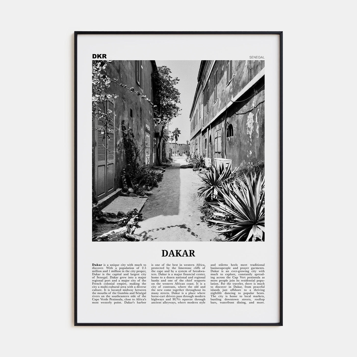 Dakar Travel B&W No 1 Poster