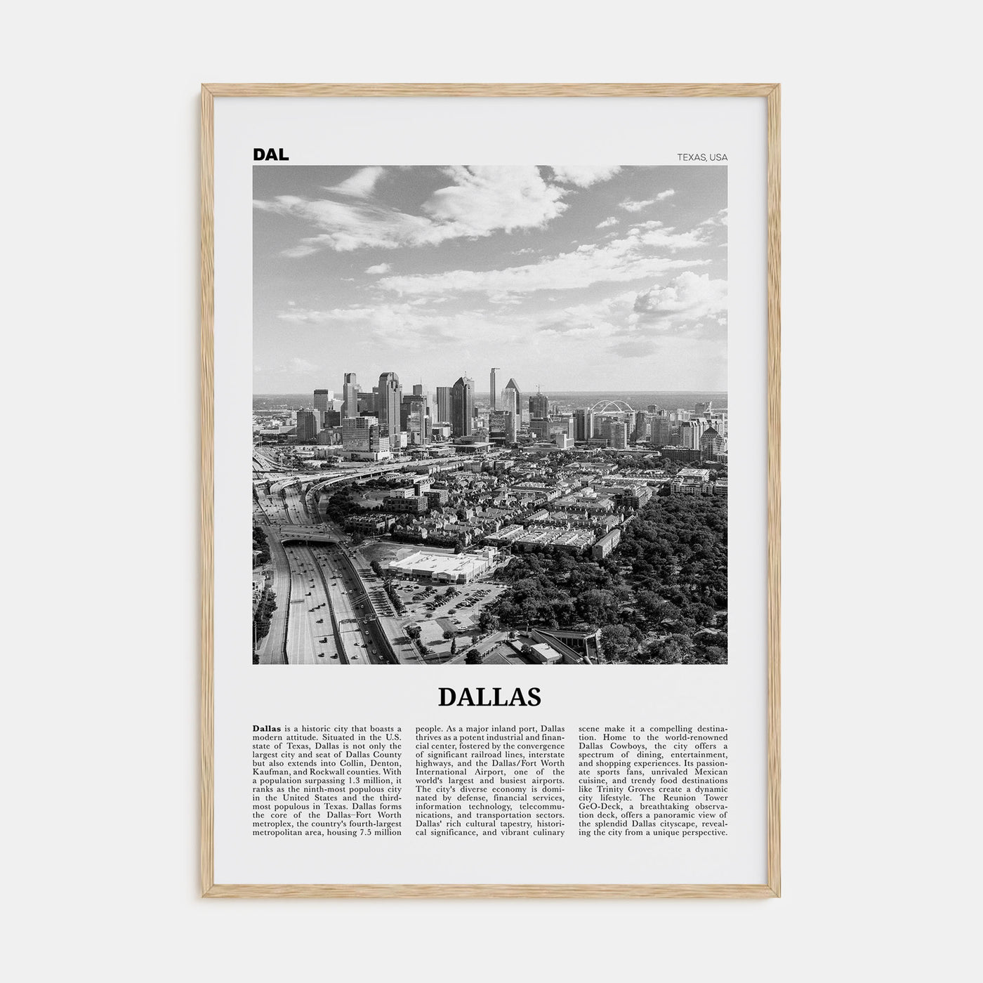 Dallas Travel B&W No 3 Poster