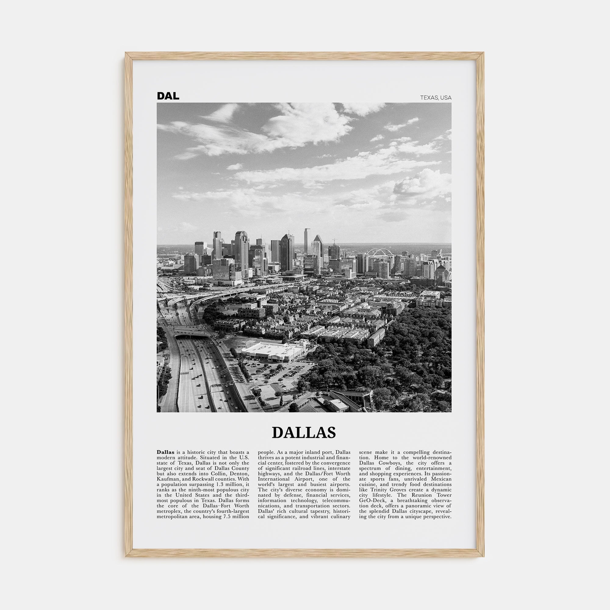 Dallas Travel B&W No 3 Poster