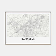 Damascus Map Landscape Poster