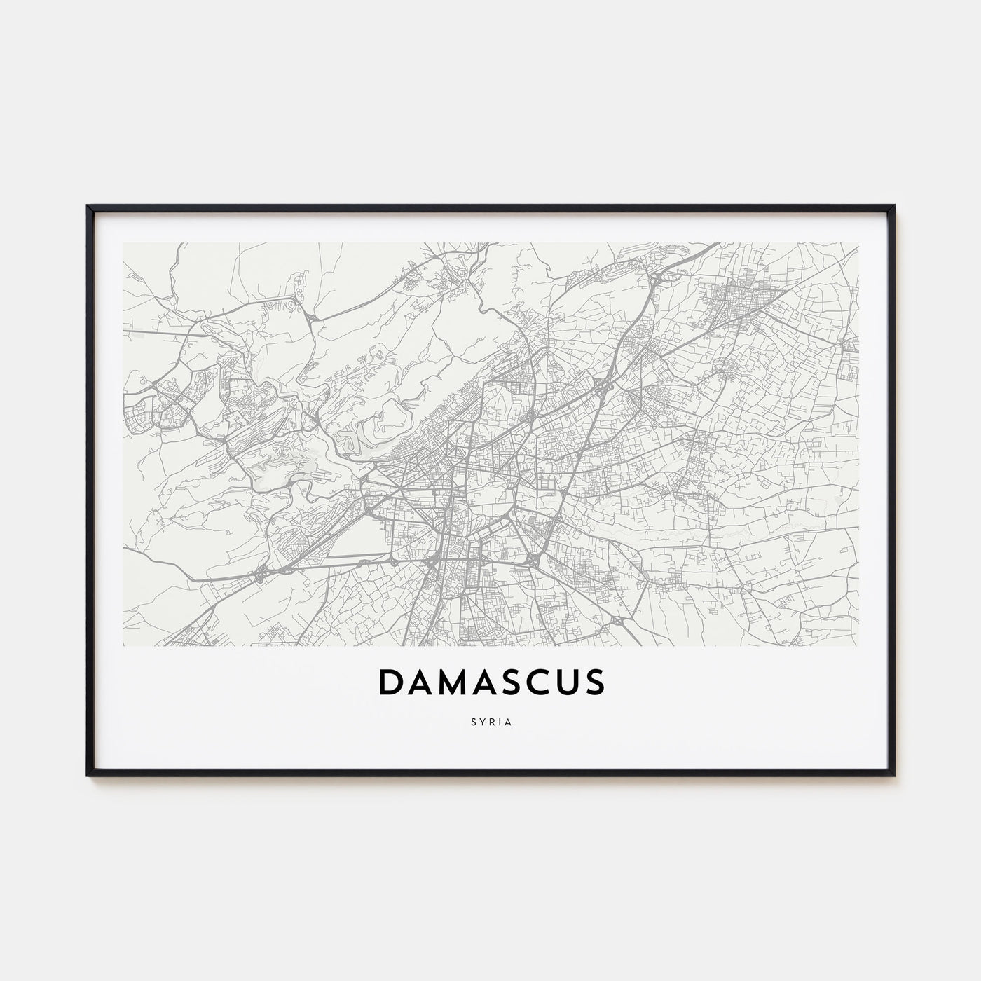 Damascus Map Landscape Poster