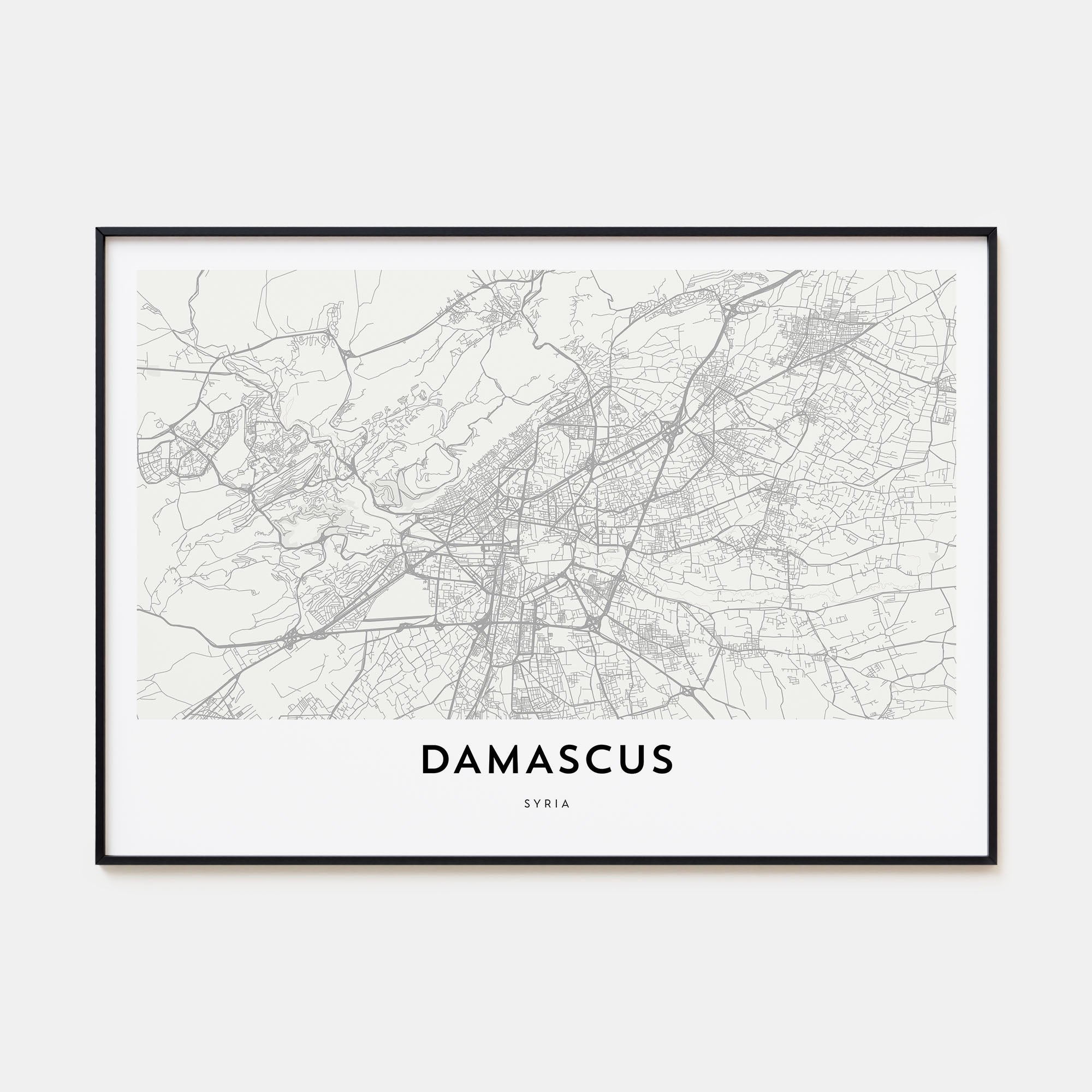 Damascus Map Landscape Poster