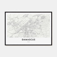 Damascus Map Landscape Poster