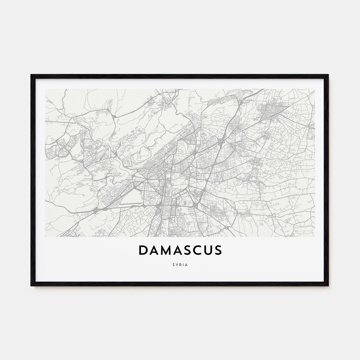 Damascus Map Landscape Poster