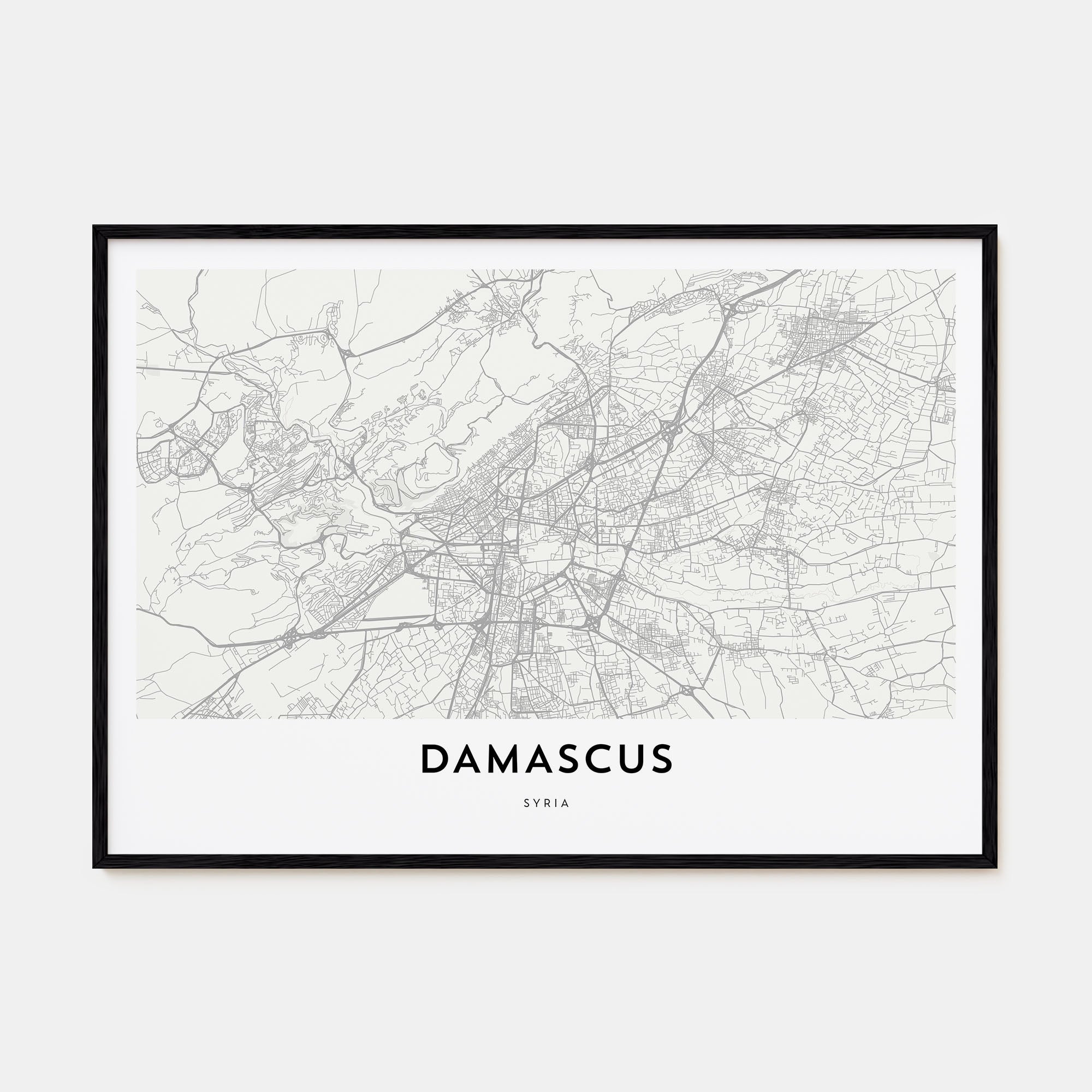 Damascus Map Landscape Poster